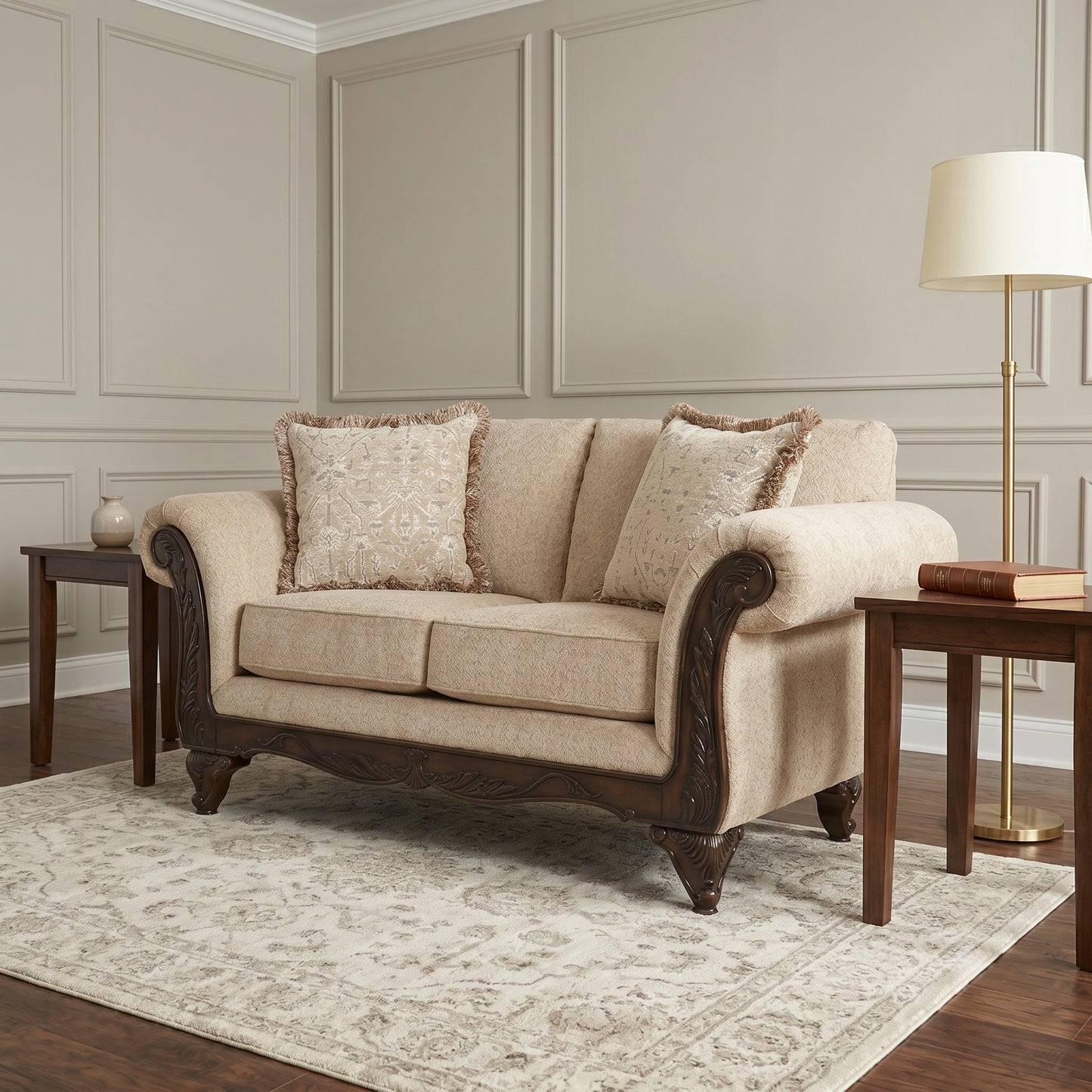 Hernen Carved Wood Frame Living Room Collection