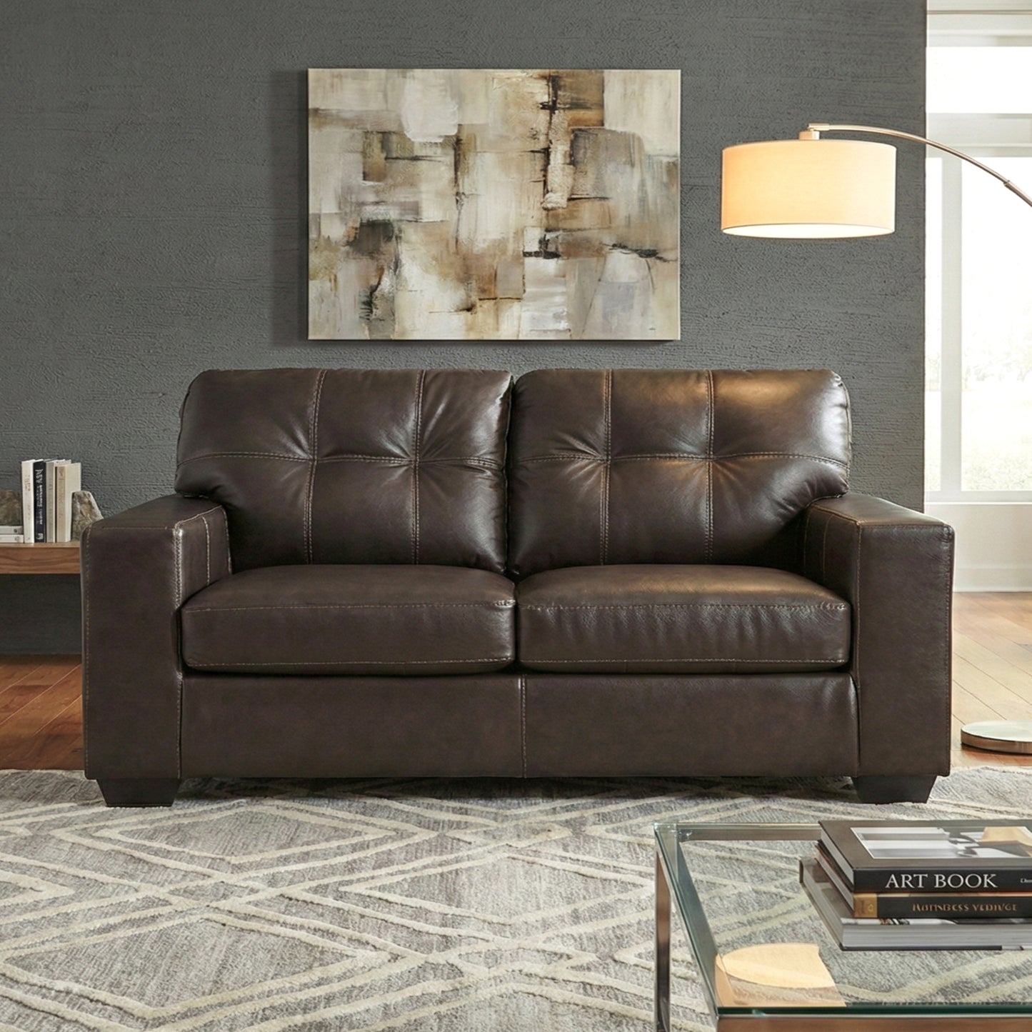 Roundhill Furniture Holmes Leather Upholstered Loveseat