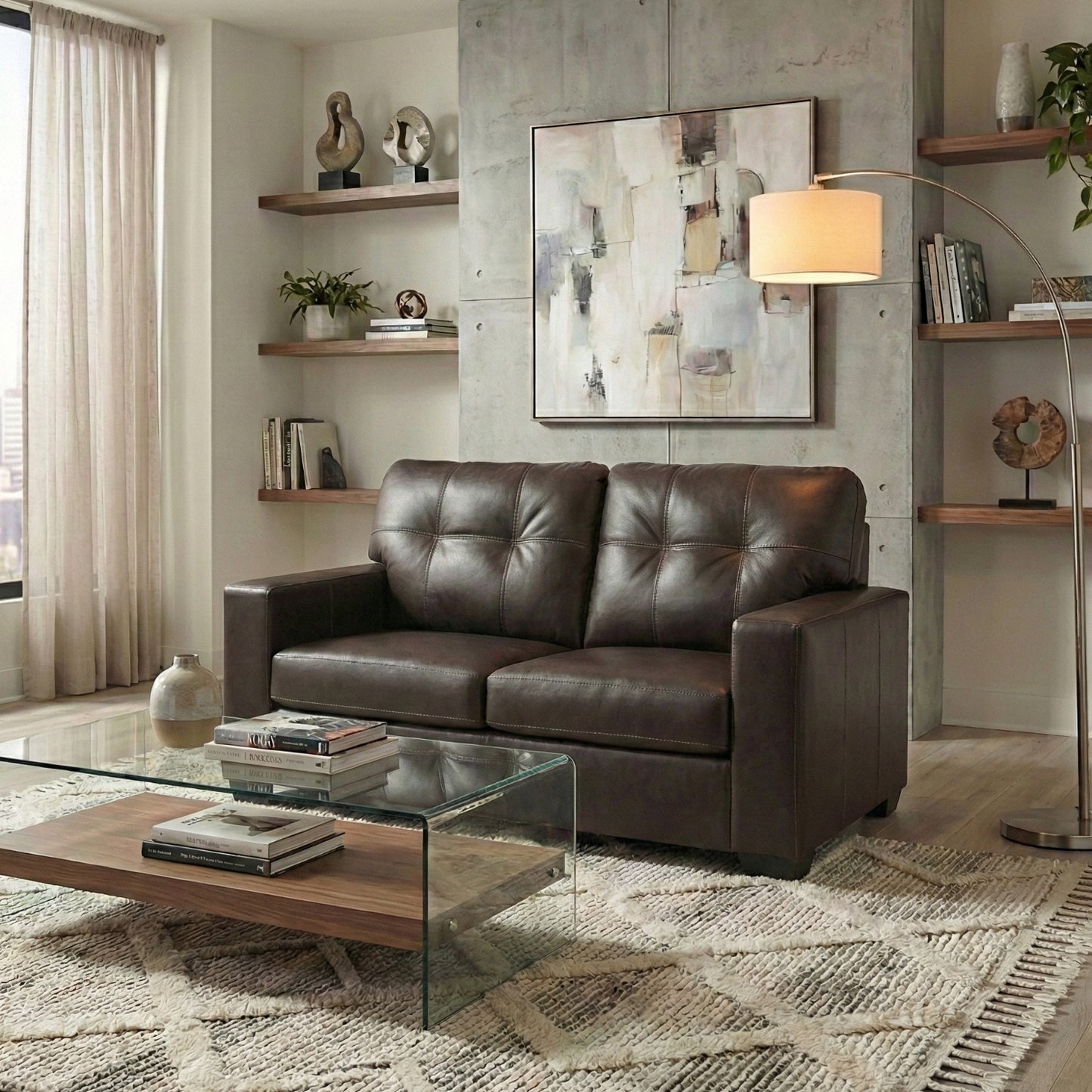 Roundhill Furniture Holmes Leather Upholstered Loveseat