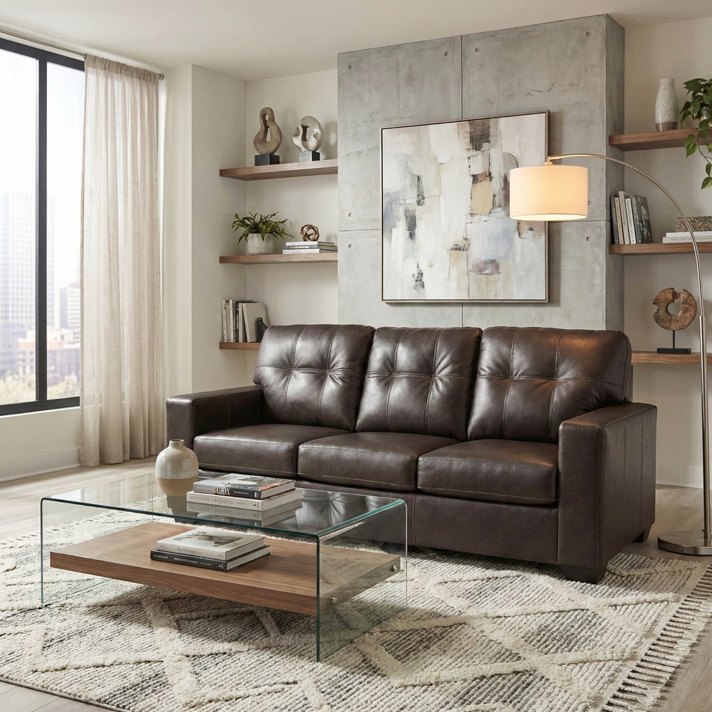 Roundhill Furniture Holmes Leather Upholstered Sofa