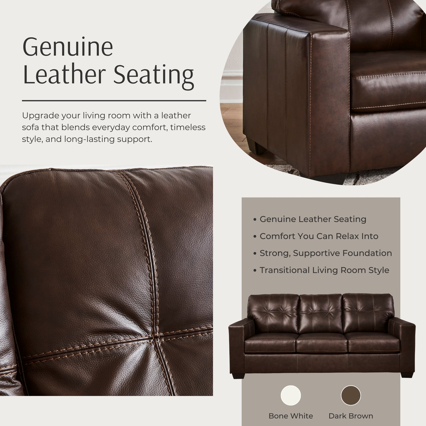 Roundhill Furniture Holmes Leather Upholstered Sofa