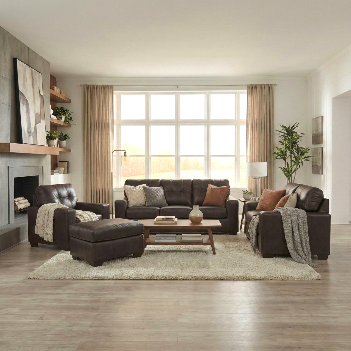 Roundhill Furniture Holmes Leather Living Room Collection