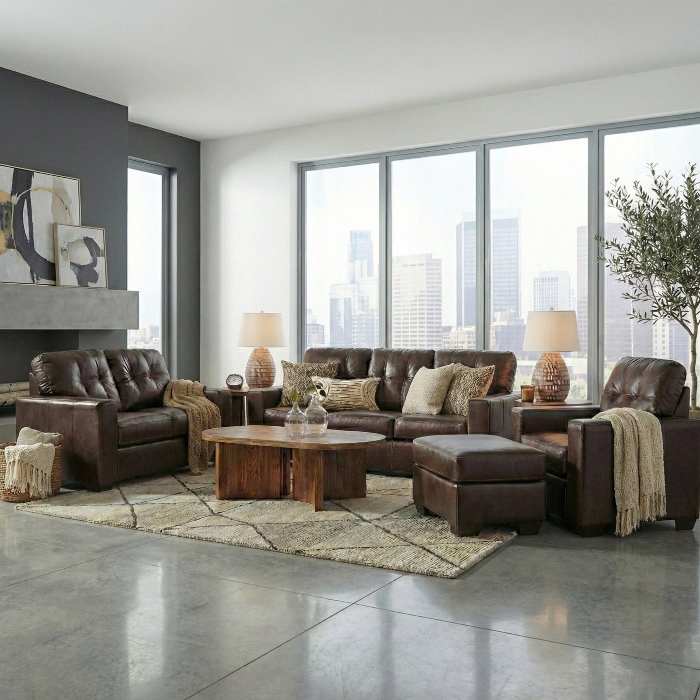 Roundhill Furniture Holmes Leather Living Room Collection