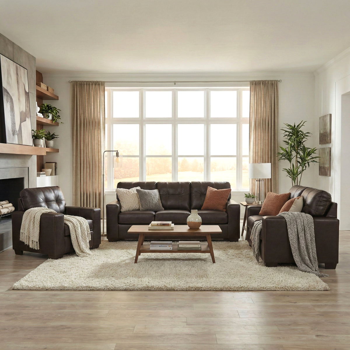 Roundhill Furniture Holmes Leather Living Room Collection