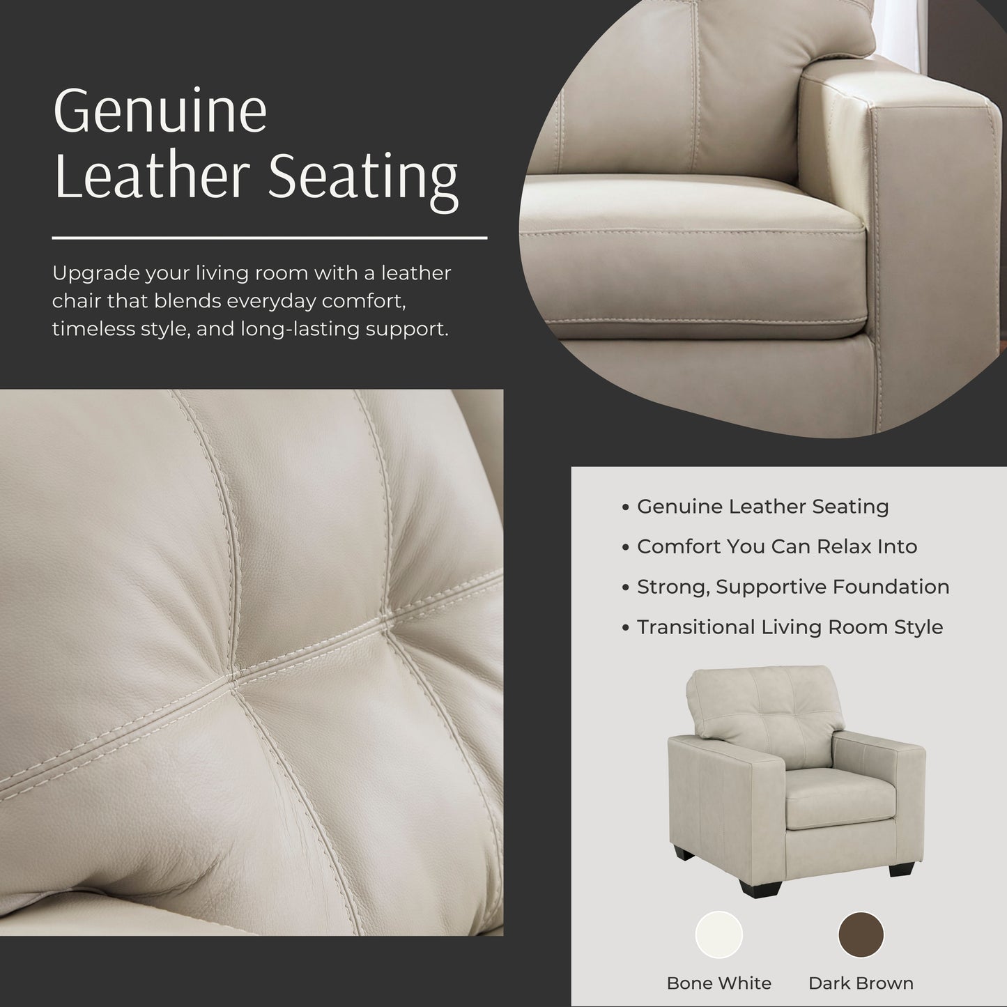 Roundhill Furniture Holmes Leather Upholstered Lounge Chair