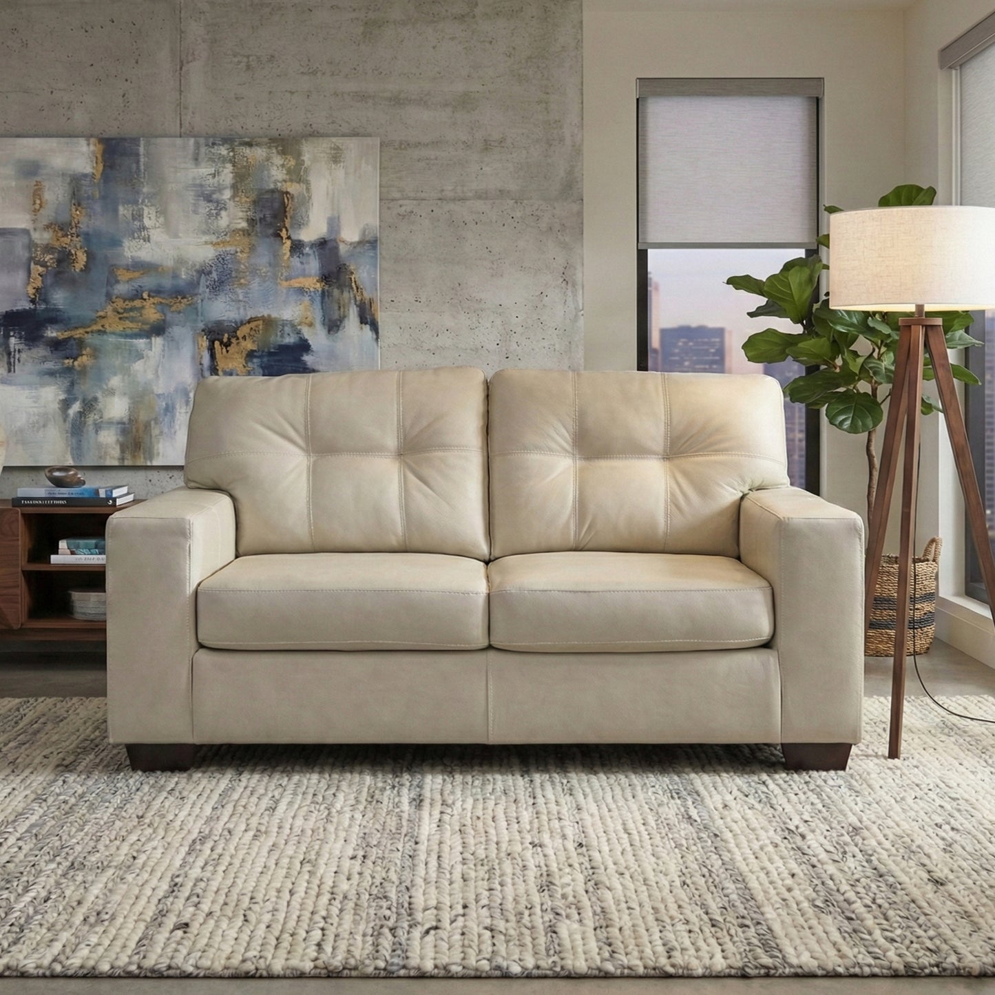 Roundhill Furniture Holmes Leather Upholstered Loveseat