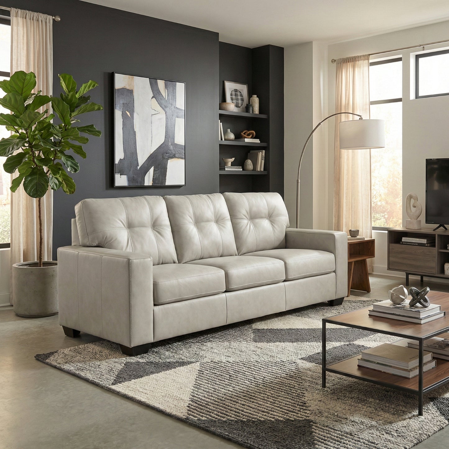 Roundhill Furniture Holmes Leather Upholstered Sofa