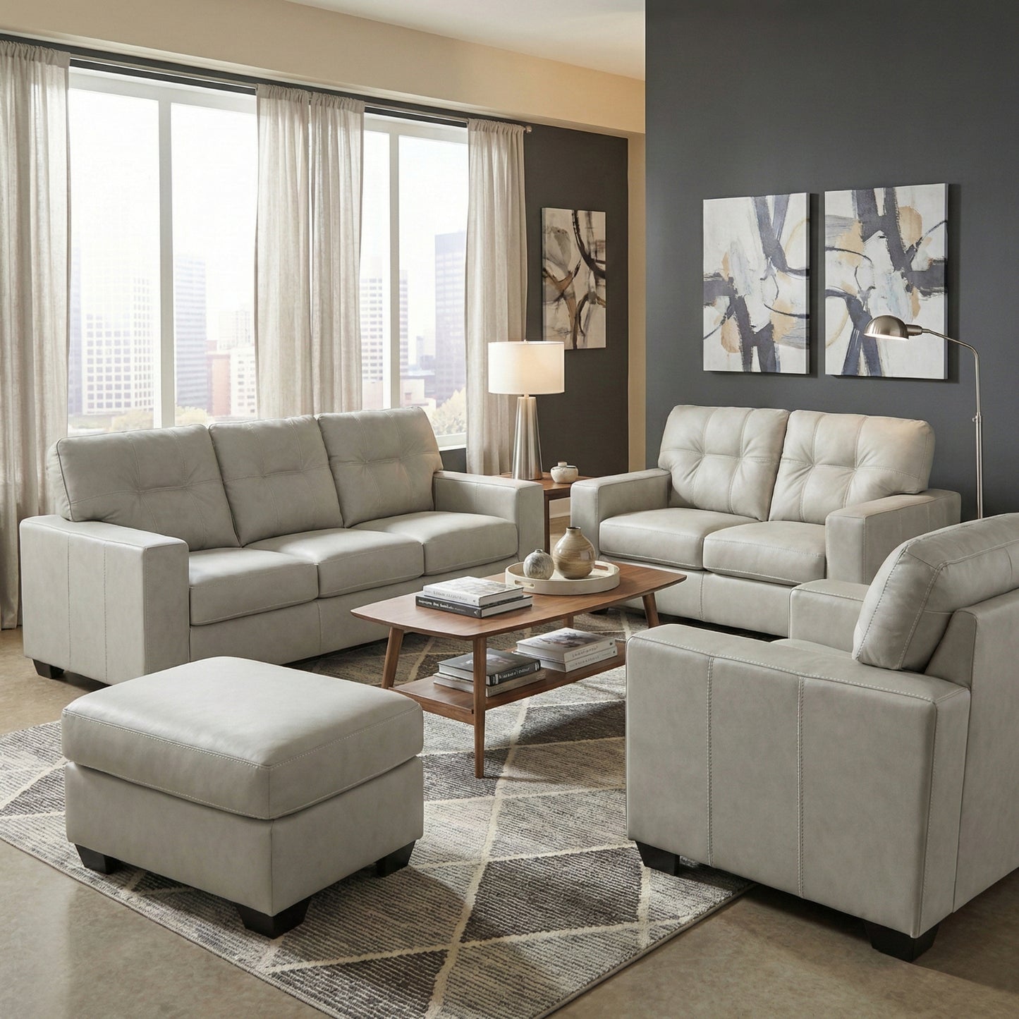 Roundhill Furniture Holmes Leather Living Room Collection