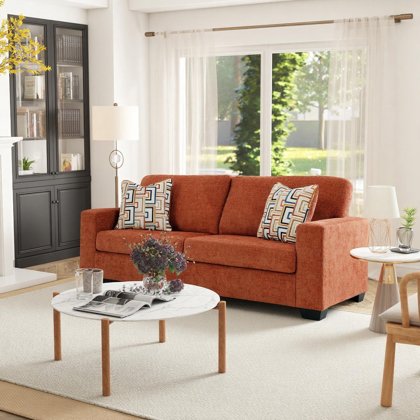 Roundhill Furniture Amoria Living Room Collection, Rust Terra Chenille Upholstery