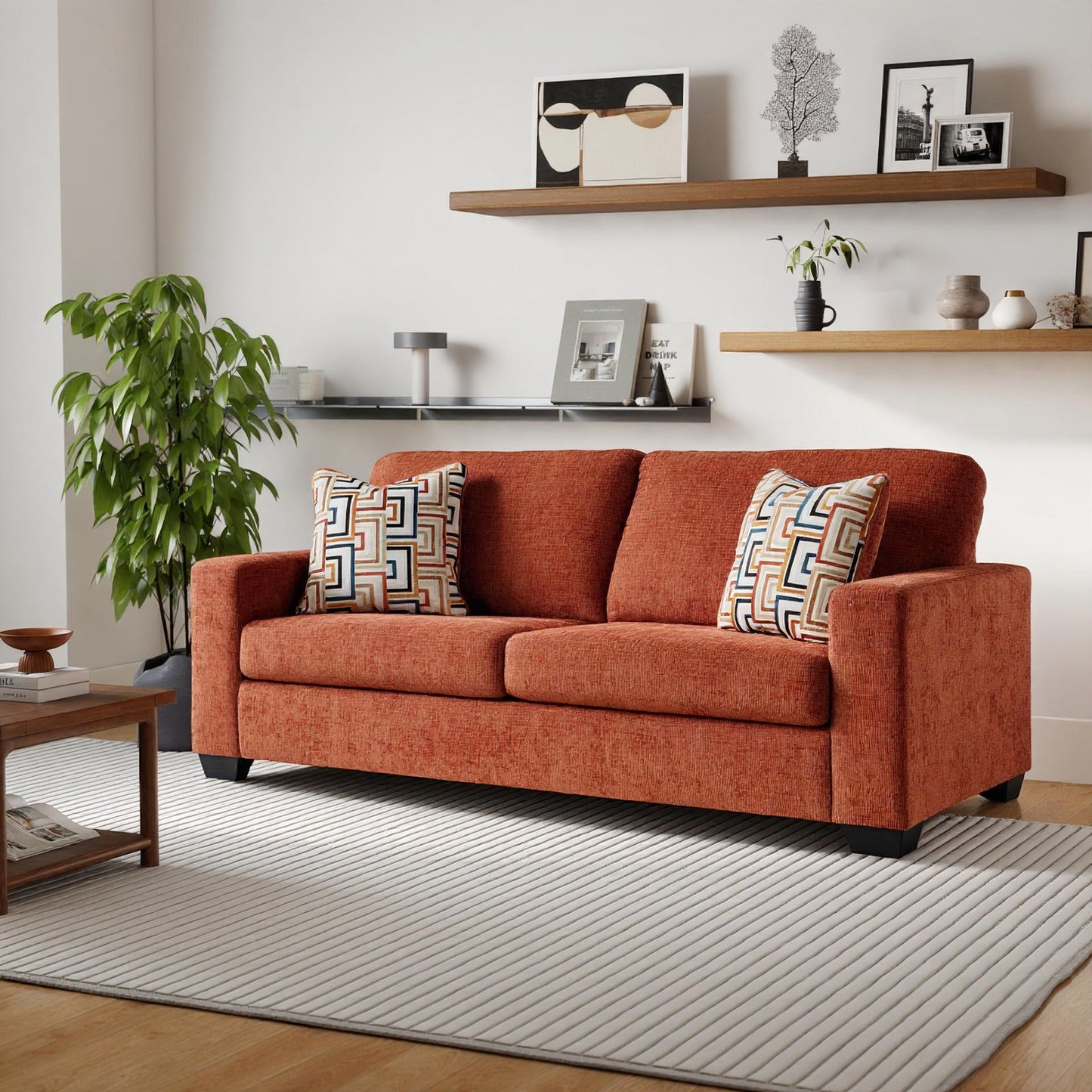 Roundhill Furniture Amoria Living Room Collection, Rust Terra Chenille Upholstery