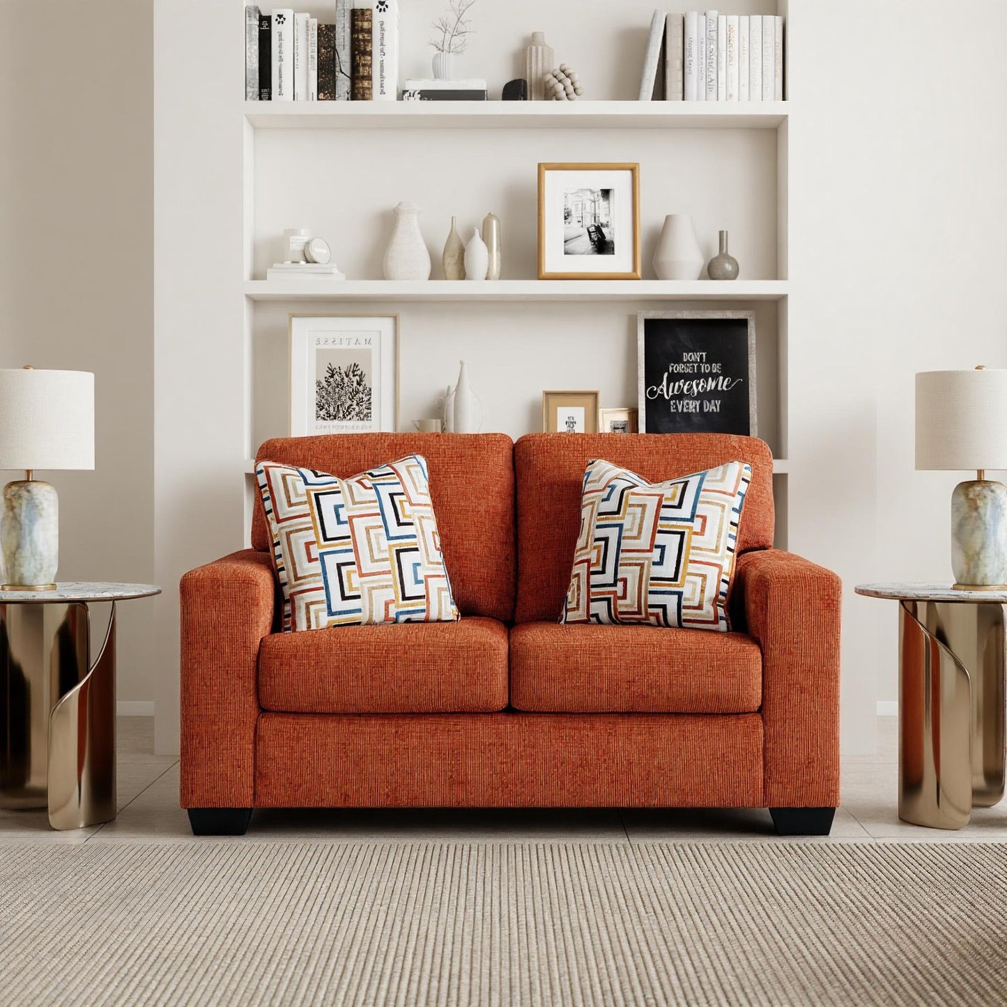 Roundhill Furniture Amoria Living Room Collection, Rust Terra Chenille Upholstery
