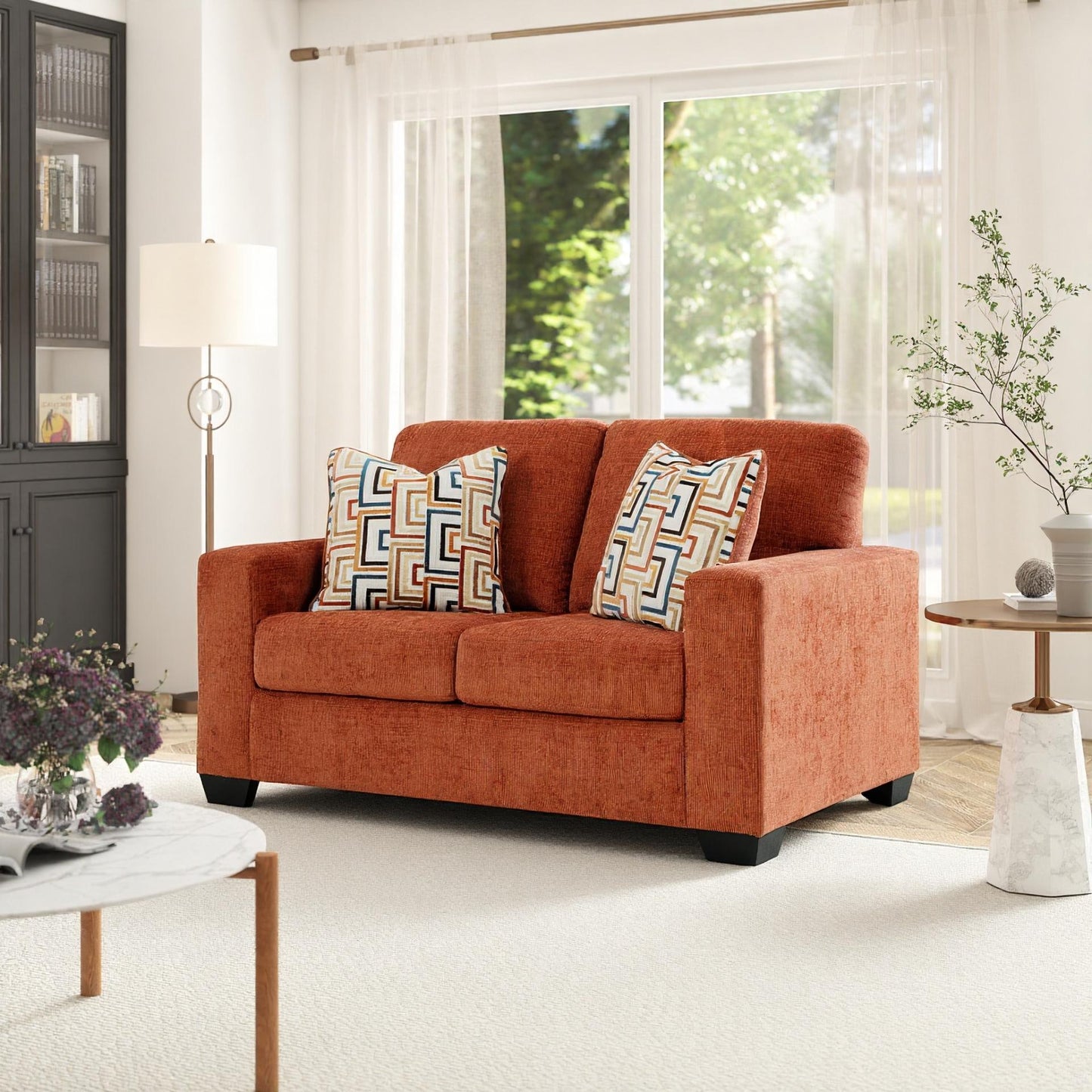 Roundhill Furniture Amoria Living Room Collection, Rust Terra Chenille Upholstery