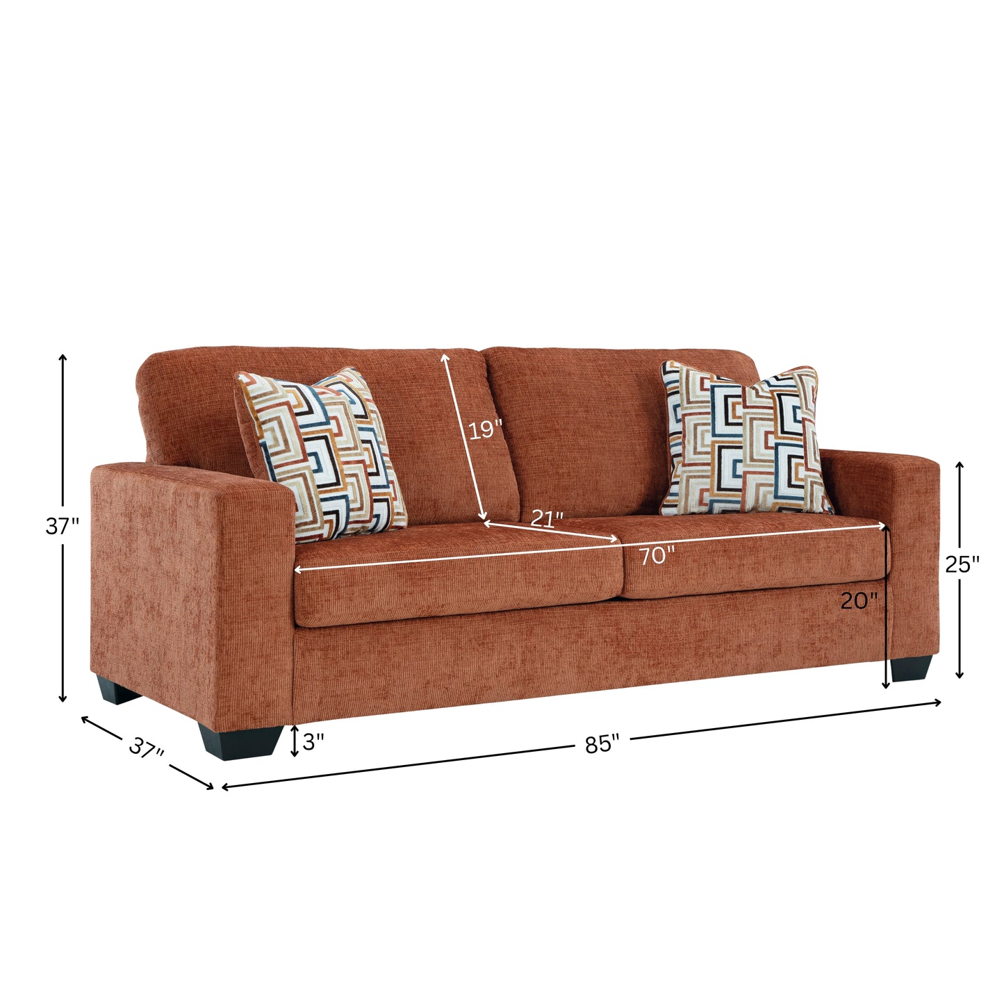 Roundhill Furniture Amoria Living Room Collection, Rust Terra Chenille Upholstery