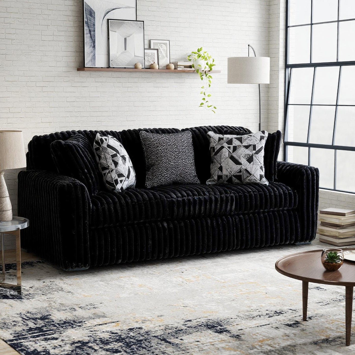 Roundhill Furniture Solenne Living Room Collection, Oversized Sofa, Loveseat, Chair and a Half, and Ottoman with Jumbo Corduroy Upholstery, Reversible Cushions