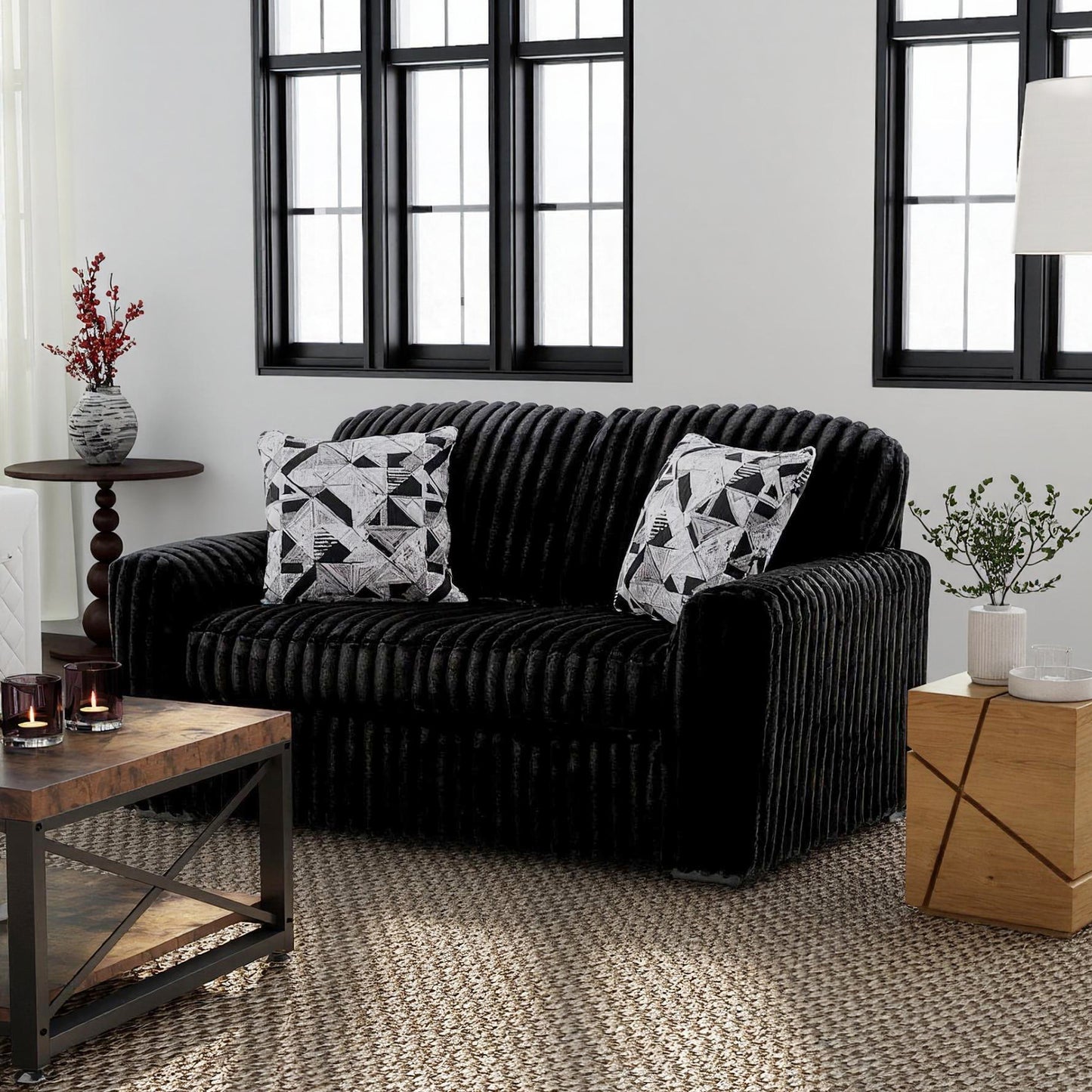 Roundhill Furniture Solenne Living Room Collection, Oversized Sofa, Loveseat, Chair and a Half, and Ottoman with Jumbo Corduroy Upholstery, Reversible Cushions