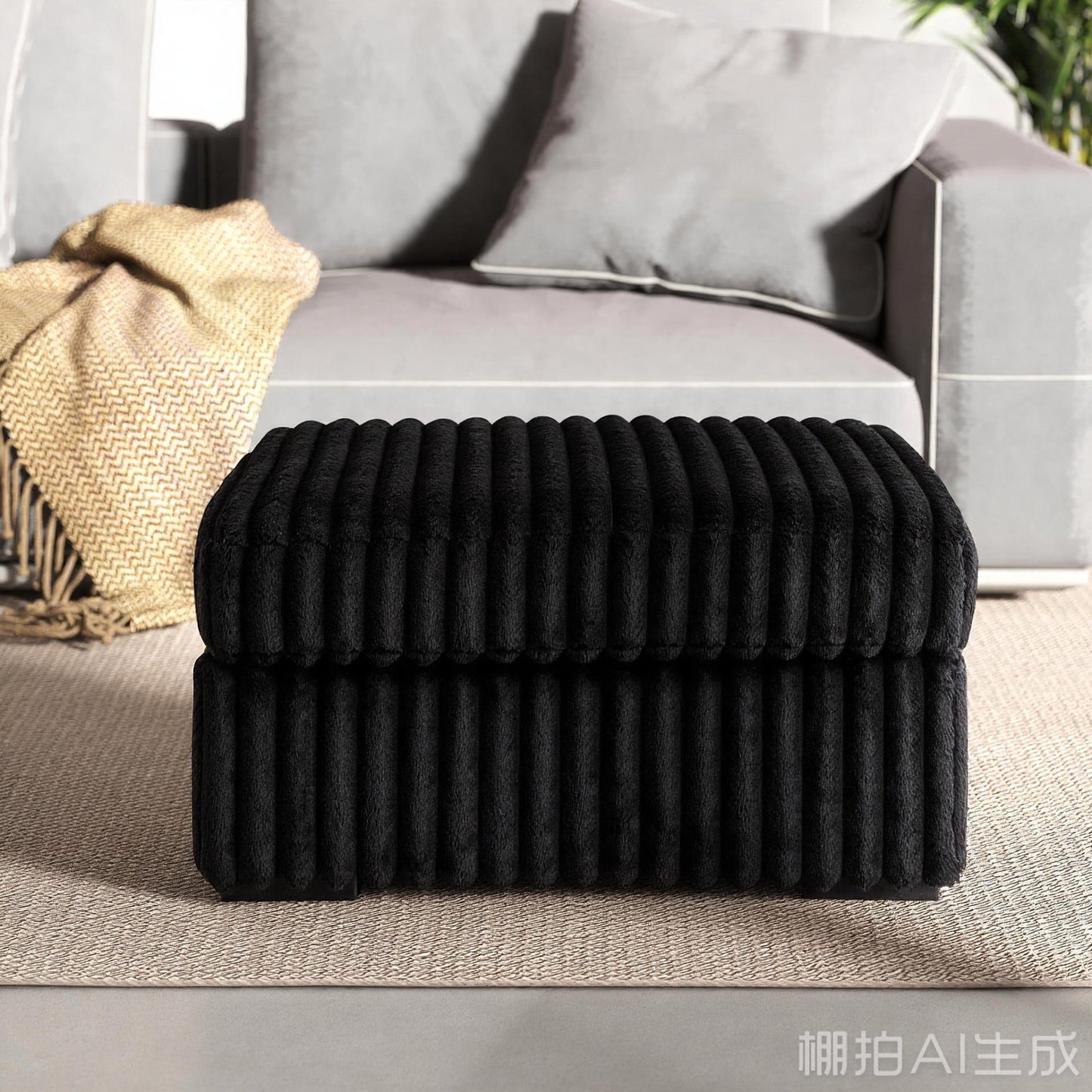 Roundhill Furniture Solenne Living Room Collection, Oversized Sofa, Loveseat, Chair and a Half, and Ottoman with Jumbo Corduroy Upholstery, Reversible Cushions