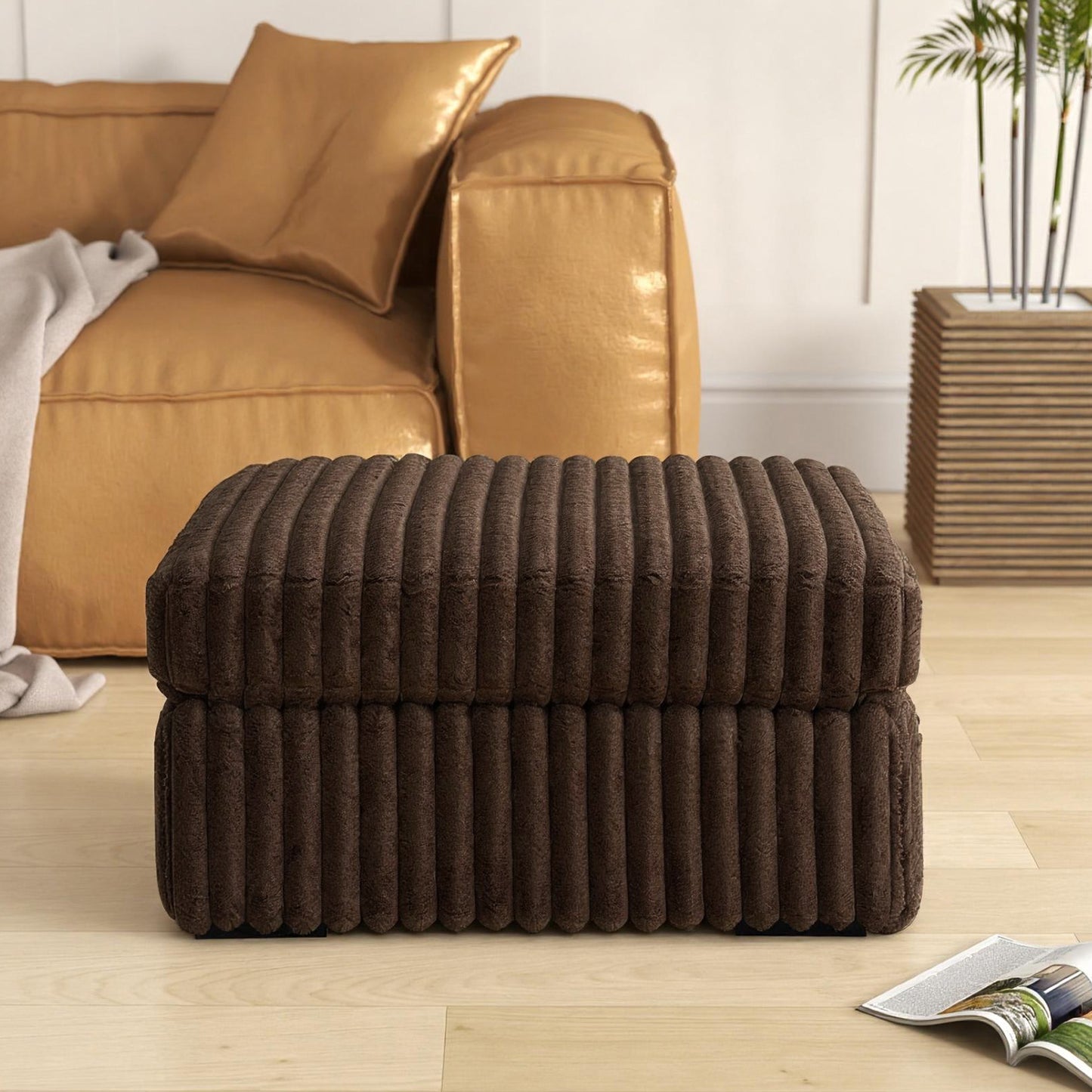 Roundhill Furniture Solenne Living Room Collection, Oversized Sofa, Loveseat, Chair and a Half, and Ottoman with Jumbo Corduroy Upholstery, Reversible Cushions