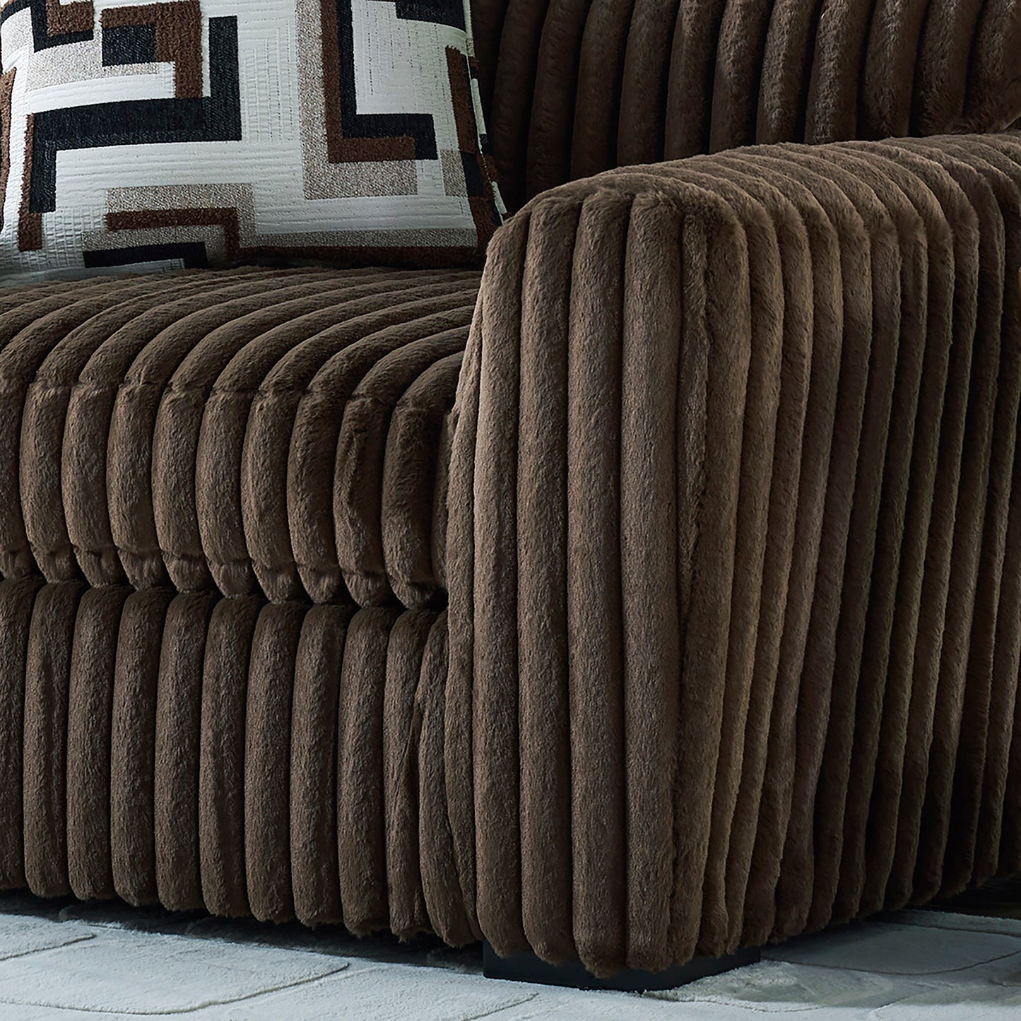 Roundhill Furniture Solenne Living Room Collection, Oversized Sofa, Loveseat, Chair and a Half, and Ottoman with Jumbo Corduroy Upholstery, Reversible Cushions