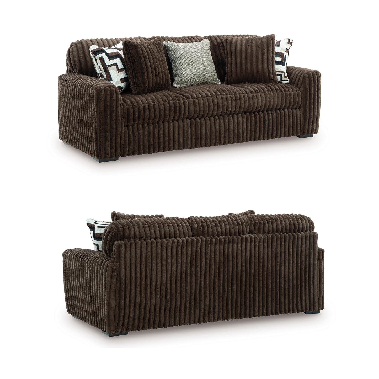 Roundhill Furniture Solenne Living Room Collection, Oversized Sofa, Loveseat, Chair and a Half, and Ottoman with Jumbo Corduroy Upholstery, Reversible Cushions