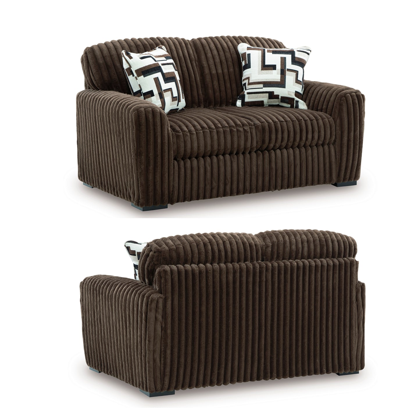 Roundhill Furniture Solenne Living Room Collection, Oversized Sofa, Loveseat, Chair and a Half, and Ottoman with Jumbo Corduroy Upholstery, Reversible Cushions