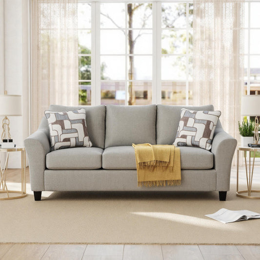 Roundhill Furniture Elaris Living Room Collection Flared Arm Sofa and Loveseat with Chenille Upholstery, Taupe