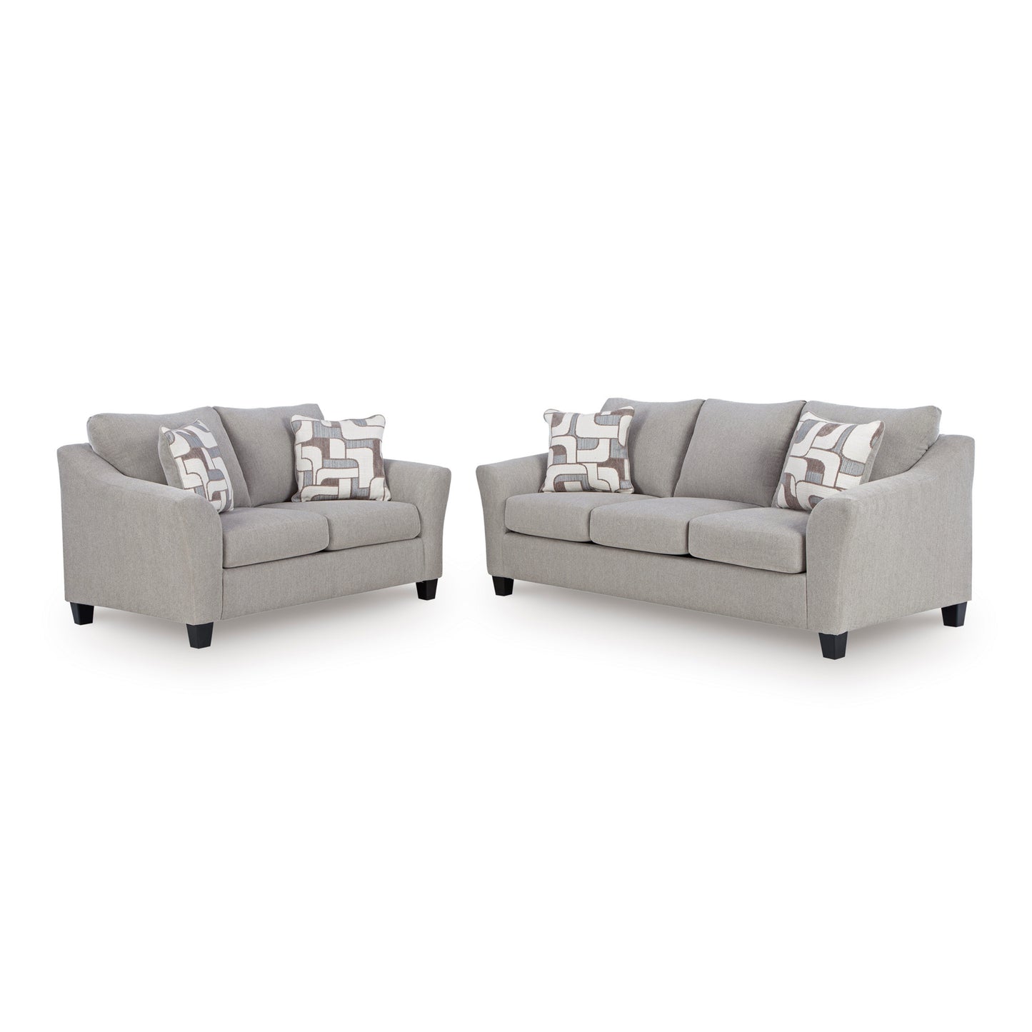 Roundhill Furniture Elaris Living Room Collection Flared Arm Sofa and Loveseat with Chenille Upholstery, Taupe
