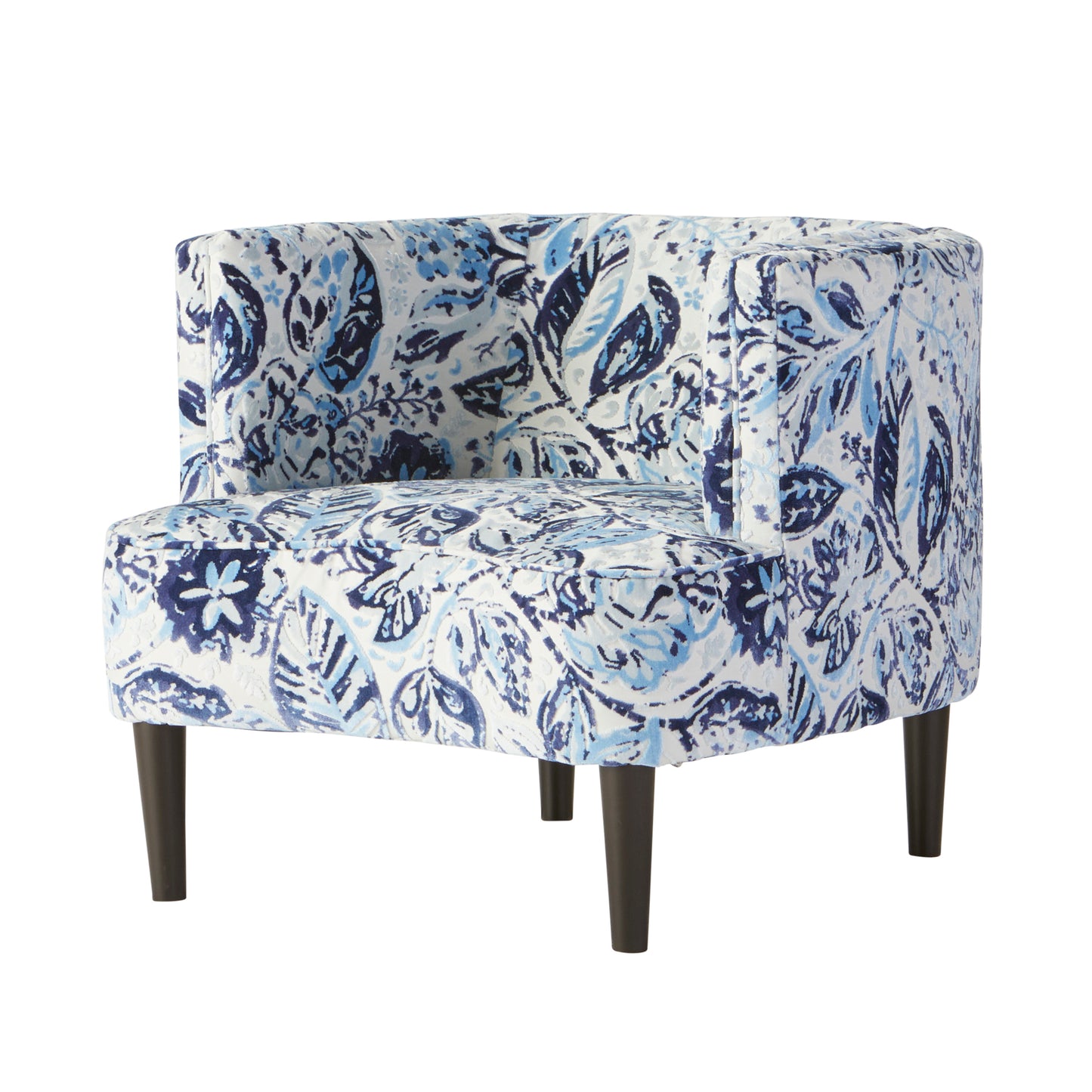 Roundhill Furniture Isla Chenille Oversized Living Room Barrel Accent Chair with Arms, Lyanna Indigo