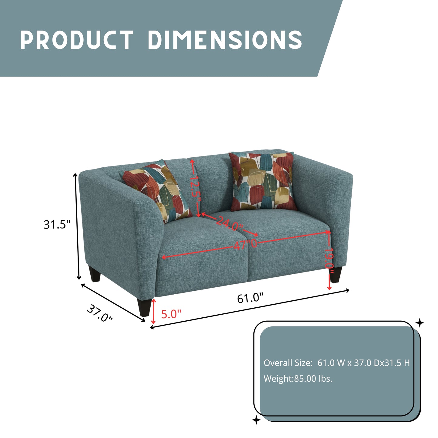 Roundhill Furniture Della Upholstered Stationary Loveseat