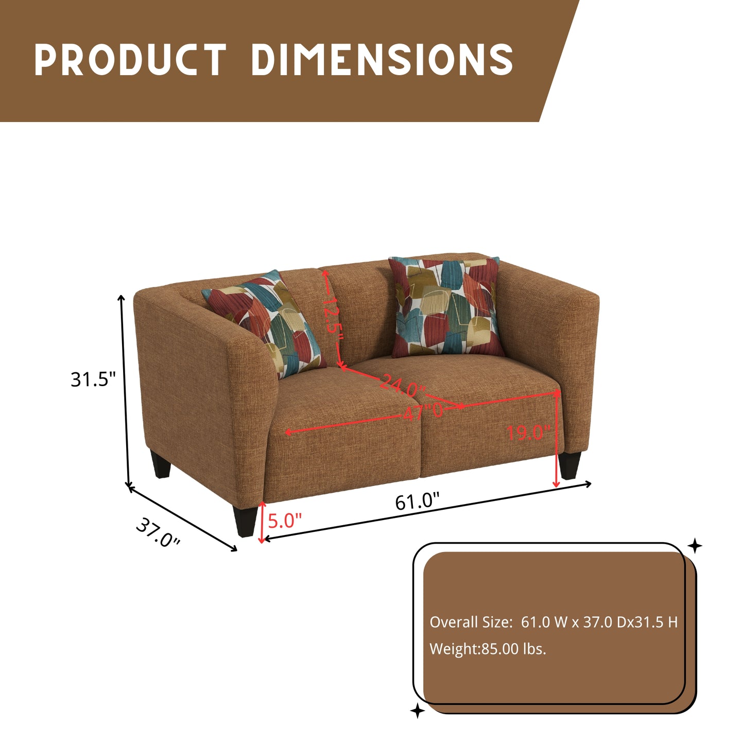 Roundhill Furniture Della Upholstered Stationary Loveseat