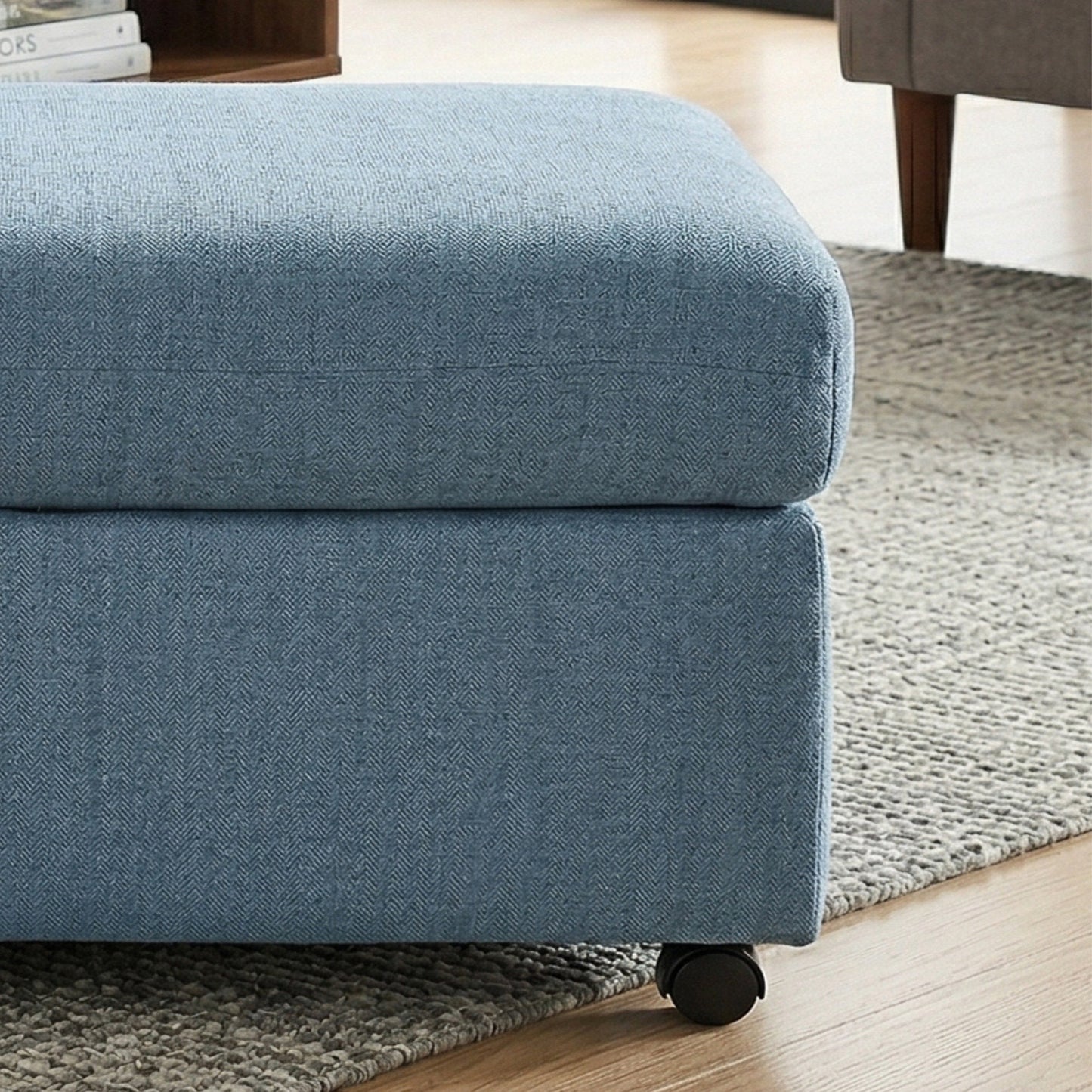 Roundhill Furniture Wilson Contemporary Upholstered Cocktail Ottoman with Casters