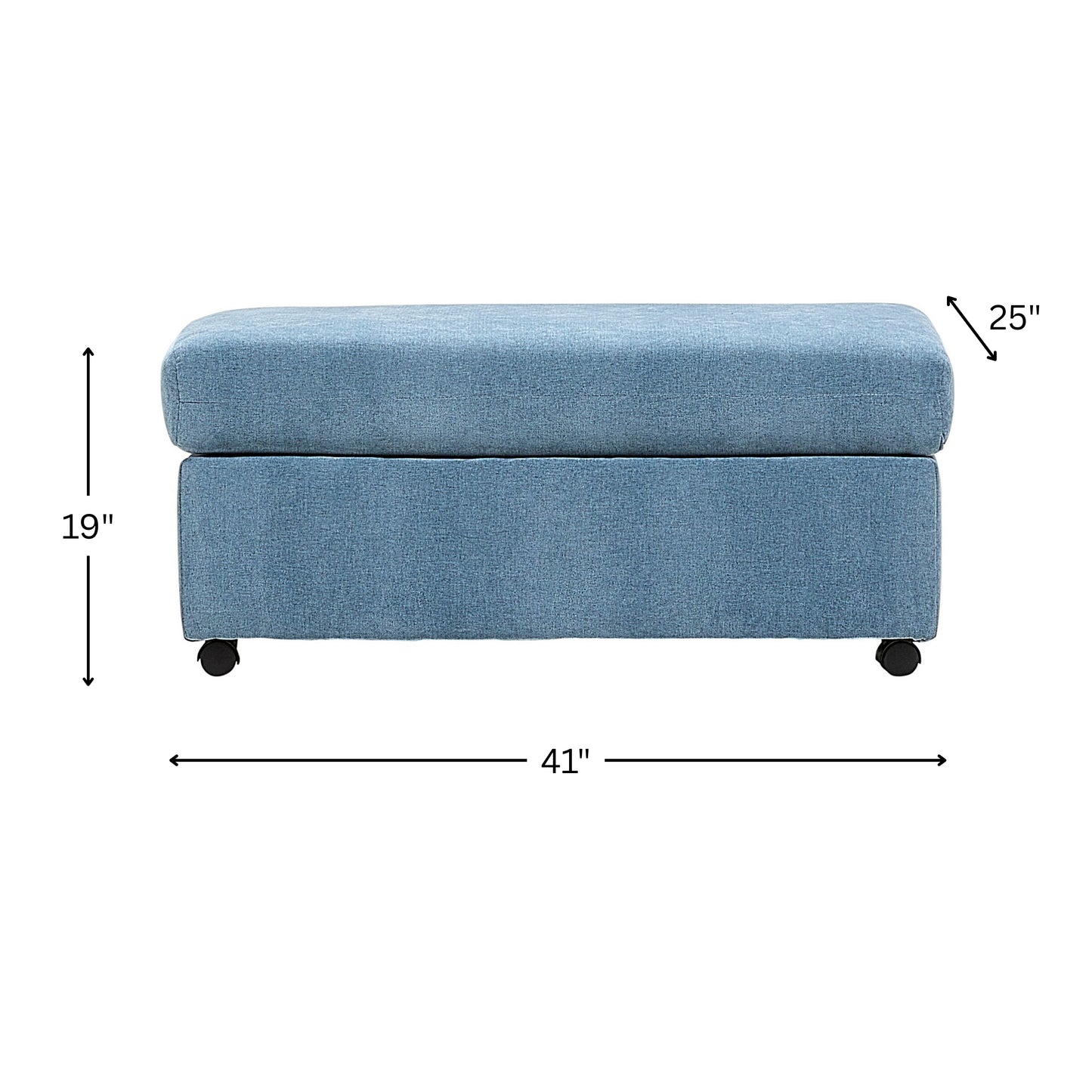 Roundhill Furniture Wilson Contemporary Upholstered Cocktail Ottoman with Casters