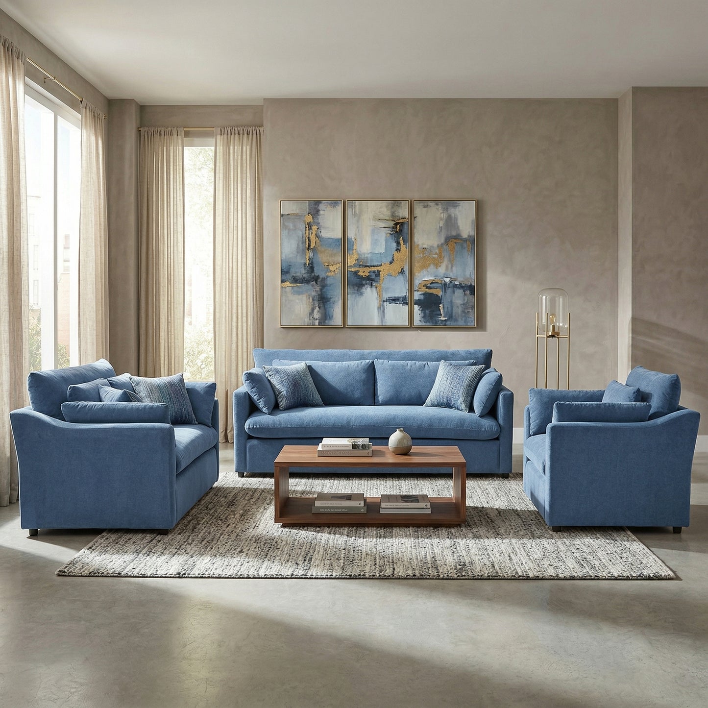 Roundhill Furniture Wilson Living Room Collection, Sofa Loveseat Cuddle Chair and Ottoman