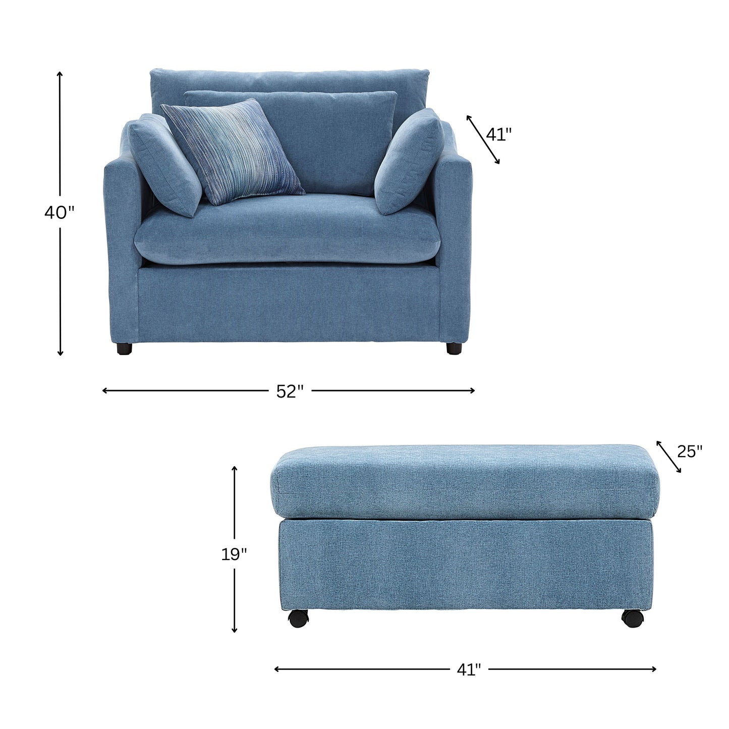 Roundhill Furniture Wilson Living Room Collection, Sofa Loveseat Cuddle Chair and Ottoman