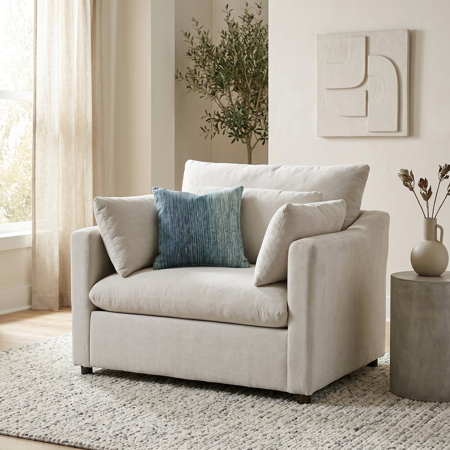 Roundhill Furniture Wilson Contemporary Upholstered Cuddle Chair