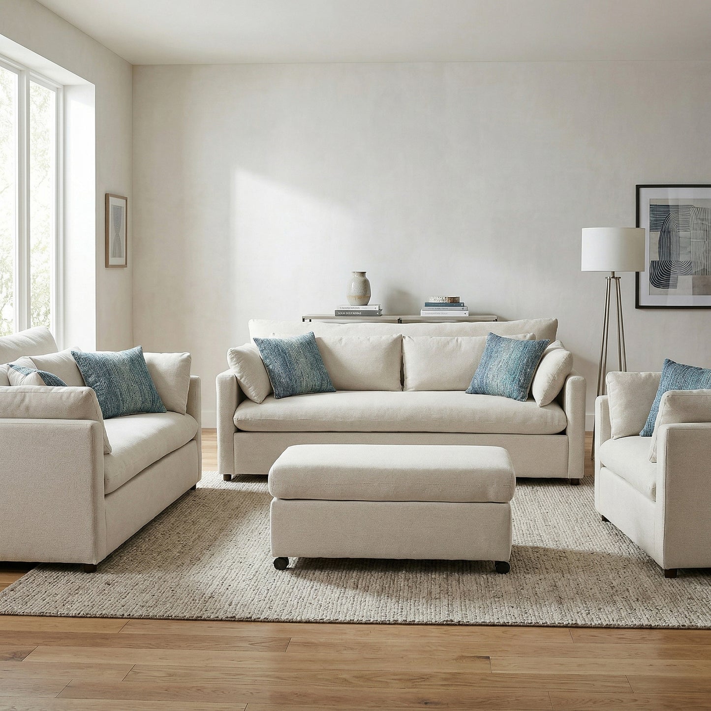 Roundhill Furniture Wilson Living Room Collection, Sofa Loveseat Cuddle Chair and Ottoman