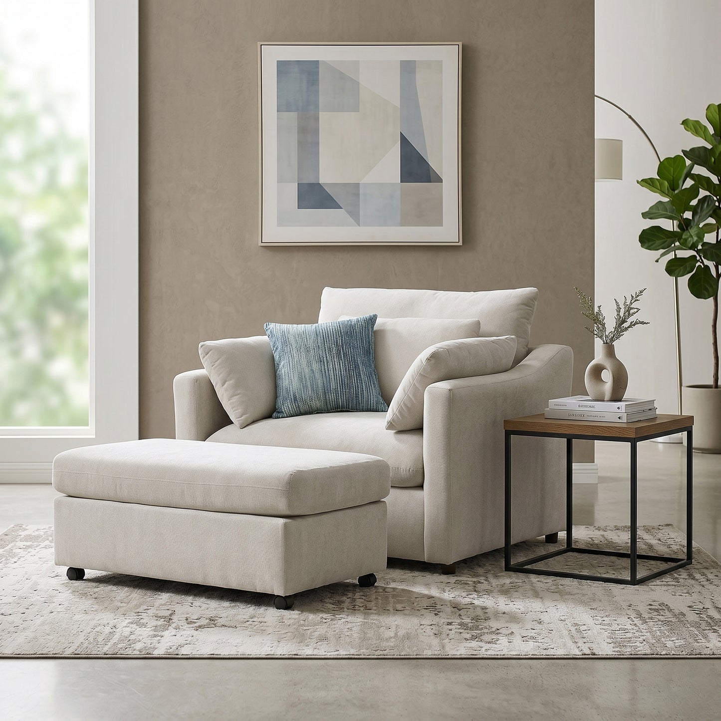 Roundhill Furniture Wilson Living Room Collection, Sofa Loveseat Cuddle Chair and Ottoman
