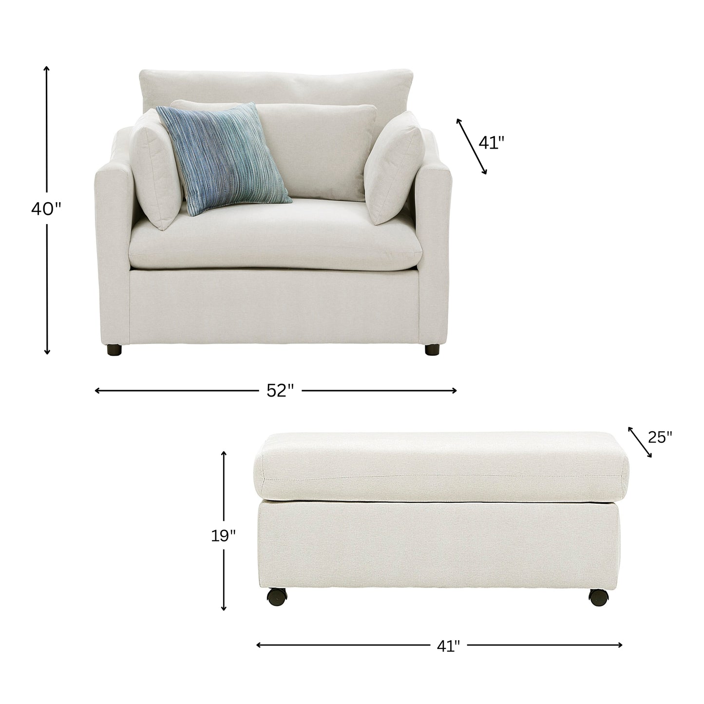 Roundhill Furniture Wilson Living Room Collection, Sofa Loveseat Cuddle Chair and Ottoman