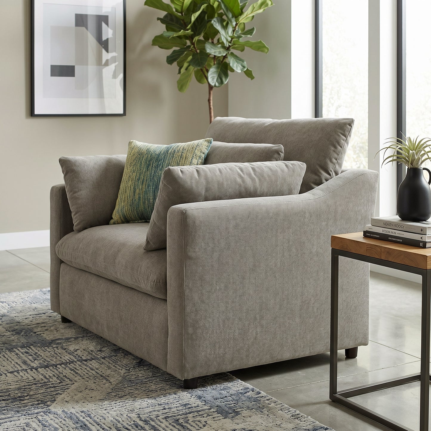 Roundhill Furniture Wilson Contemporary Upholstered Cuddle Chair