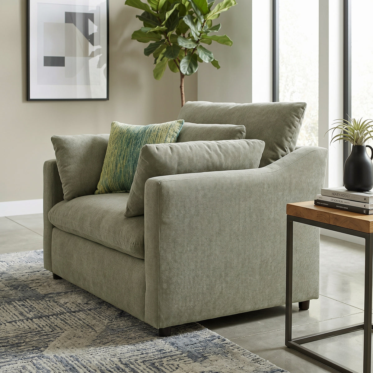 Roundhill Furniture Wilson Contemporary Upholstered Cuddle Chair
