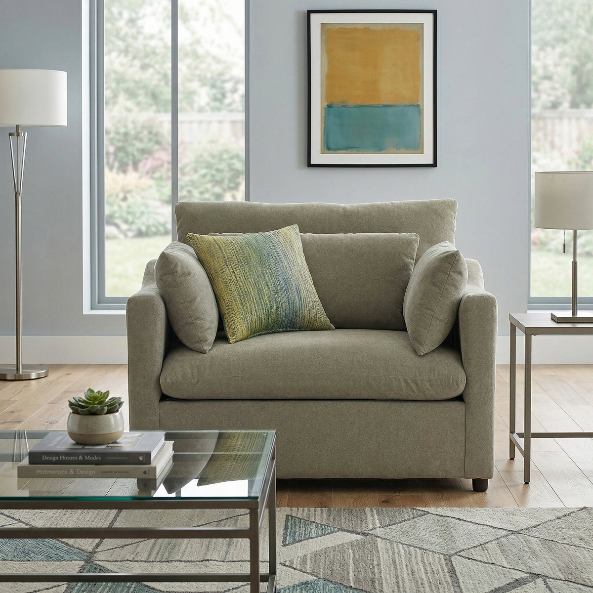 Roundhill Furniture Wilson Contemporary Upholstered Cuddle Chair
