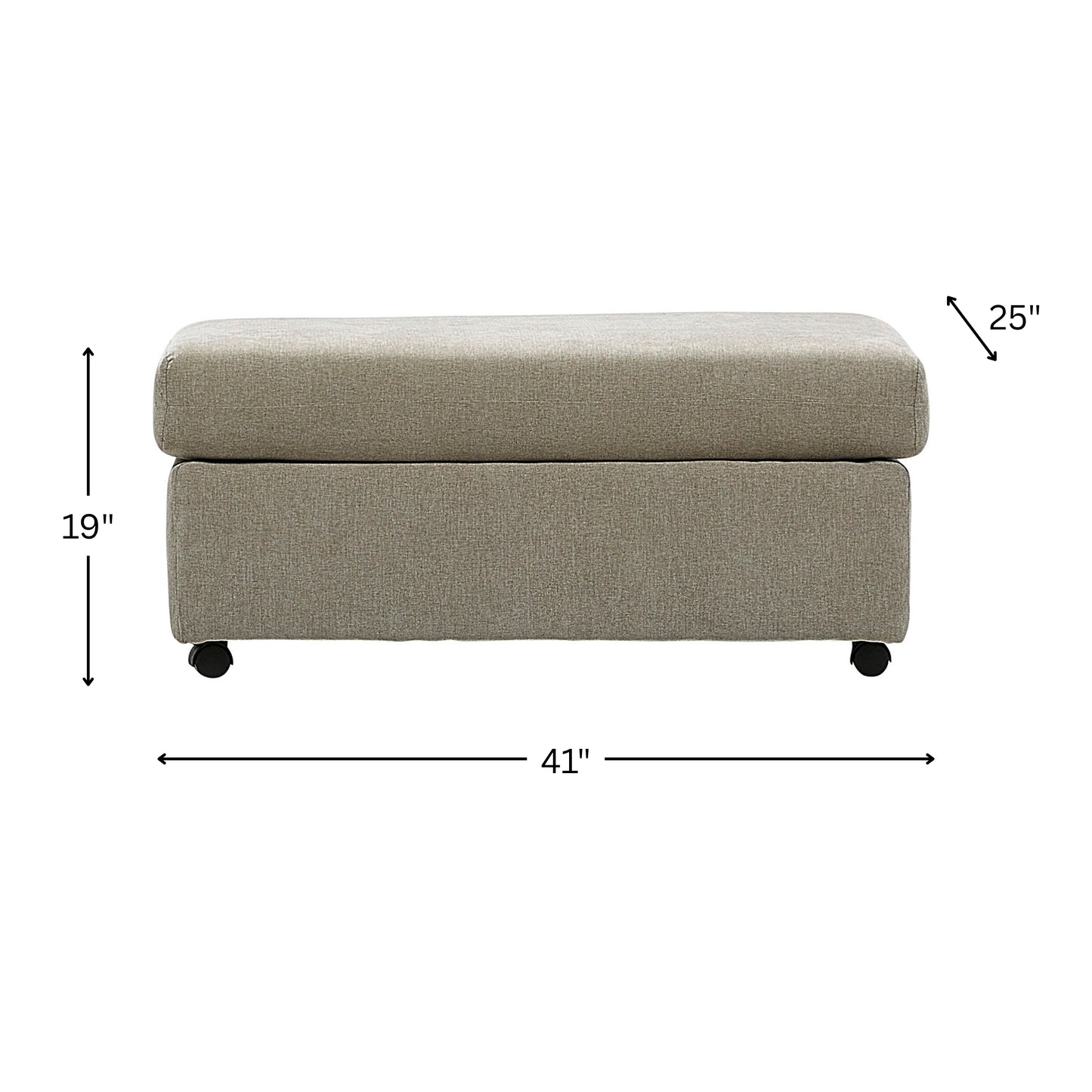 Roundhill Furniture Wilson Contemporary Upholstered Cocktail Ottoman with Casters