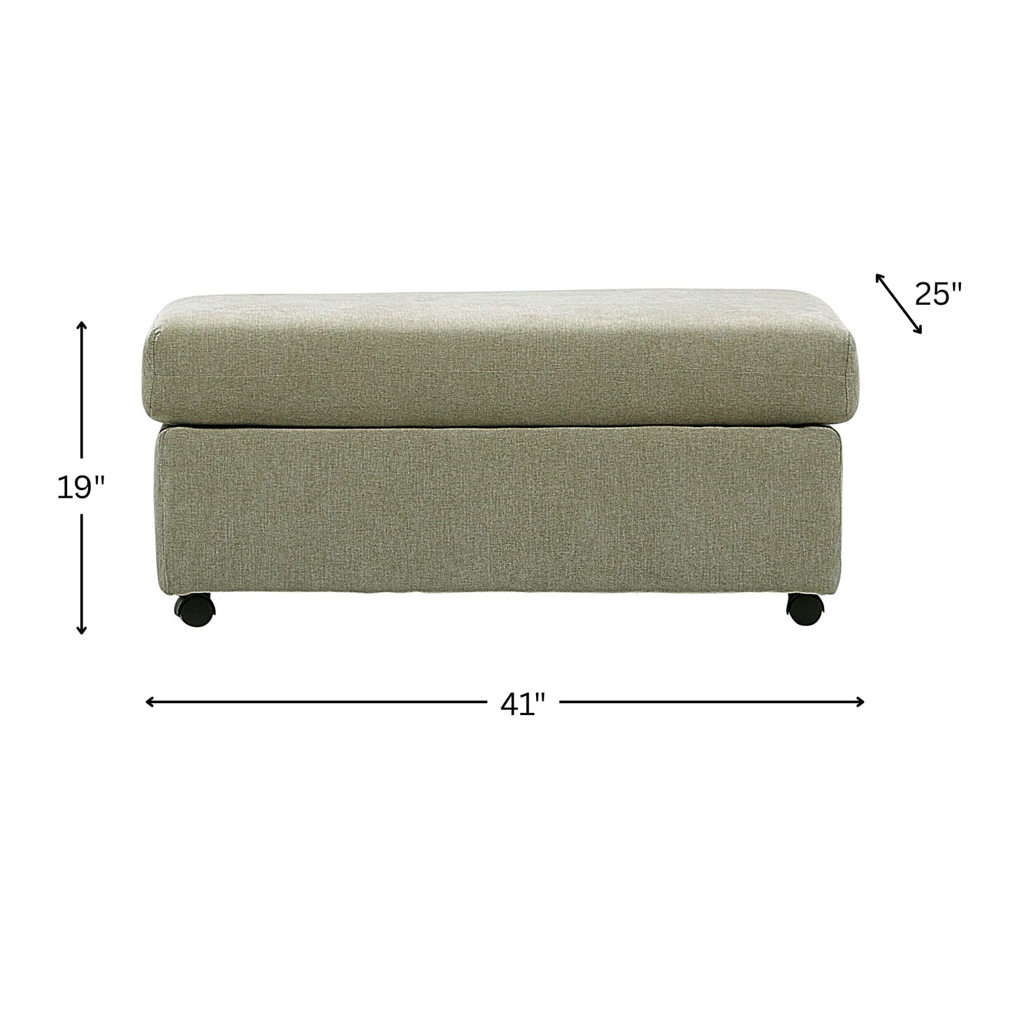 Roundhill Furniture Wilson Contemporary Upholstered Cocktail Ottoman with Casters