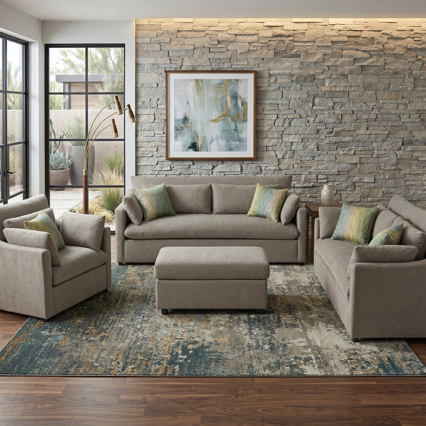 Roundhill Furniture Wilson Living Room Collection, Sofa Loveseat Cuddle Chair and Ottoman