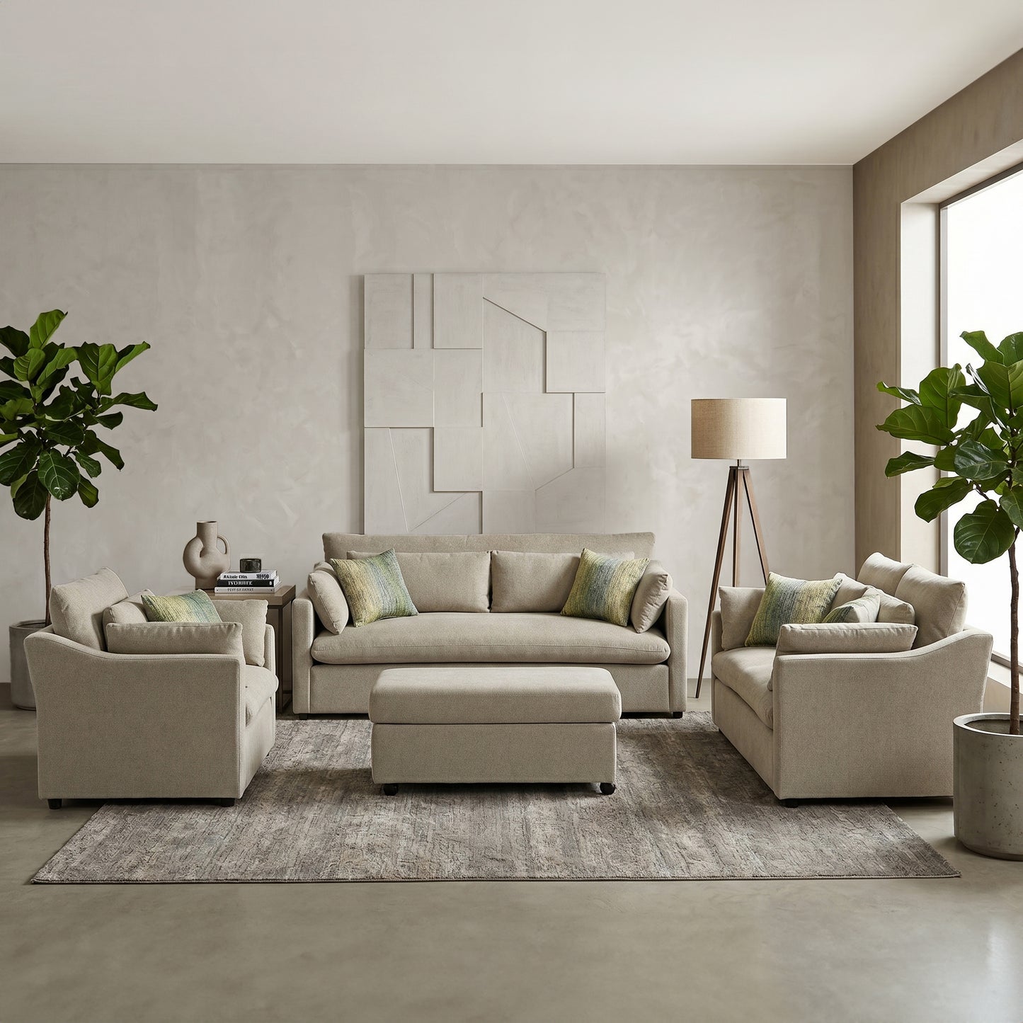 Roundhill Furniture Wilson Living Room Collection, Sofa Loveseat Cuddle Chair and Ottoman