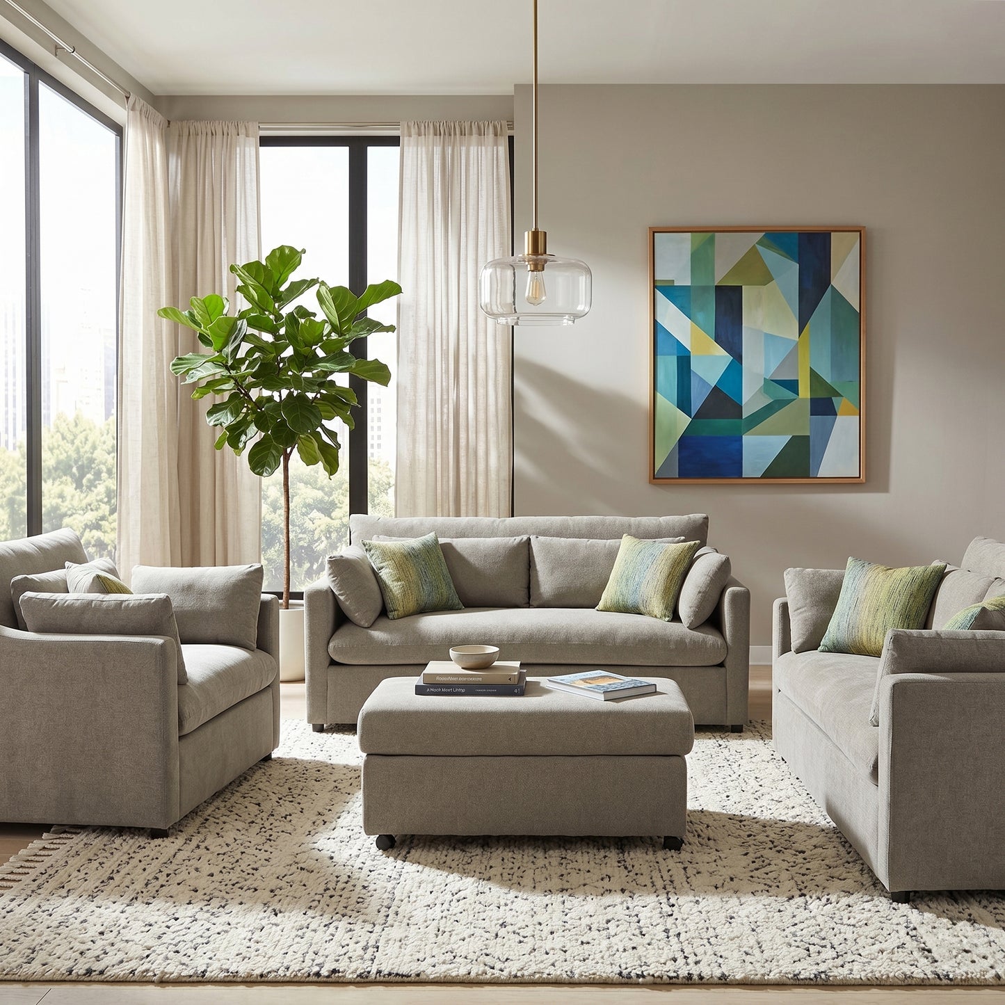 Roundhill Furniture Wilson Living Room Collection, Sofa Loveseat Cuddle Chair and Ottoman