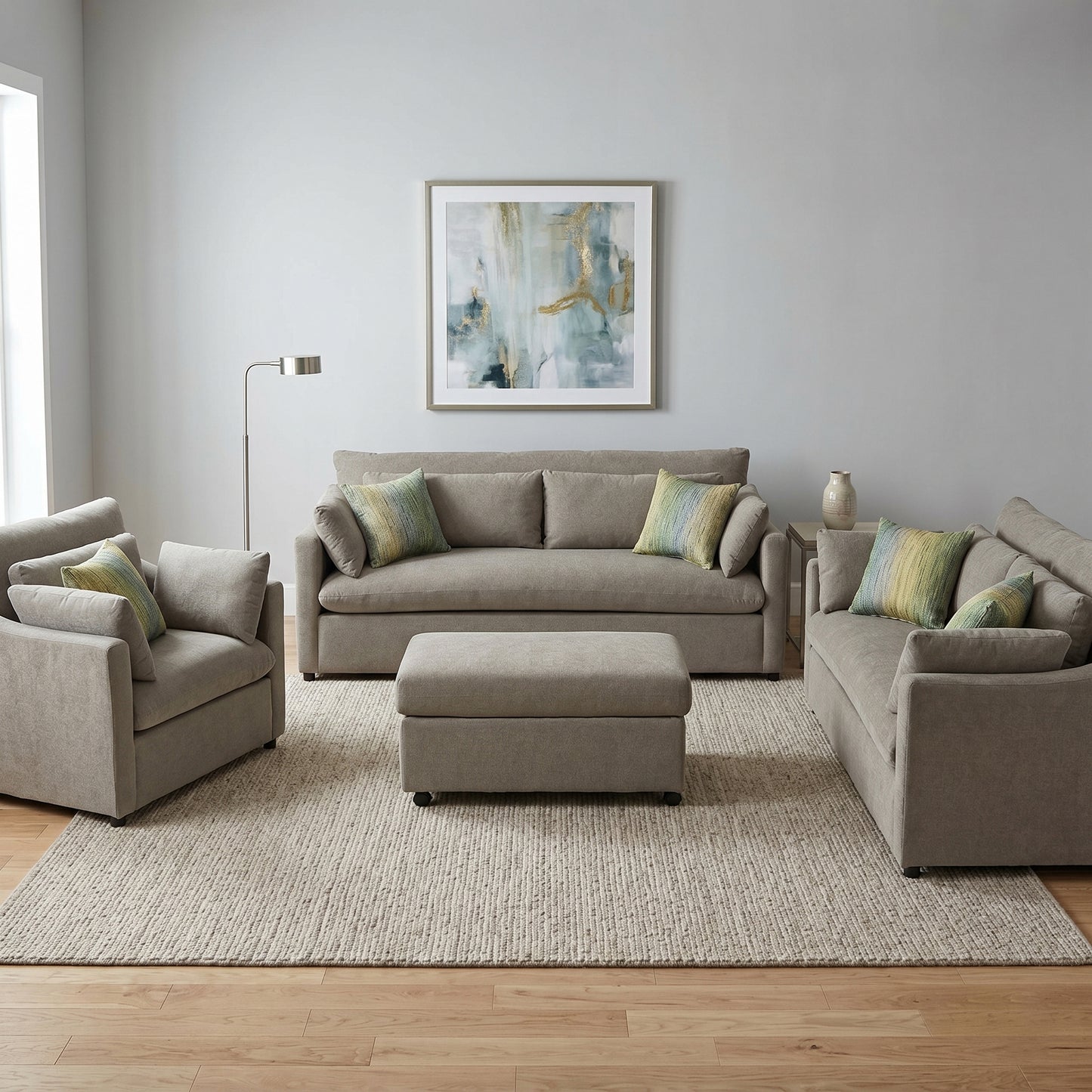Roundhill Furniture Wilson Living Room Collection, Sofa Loveseat Cuddle Chair and Ottoman