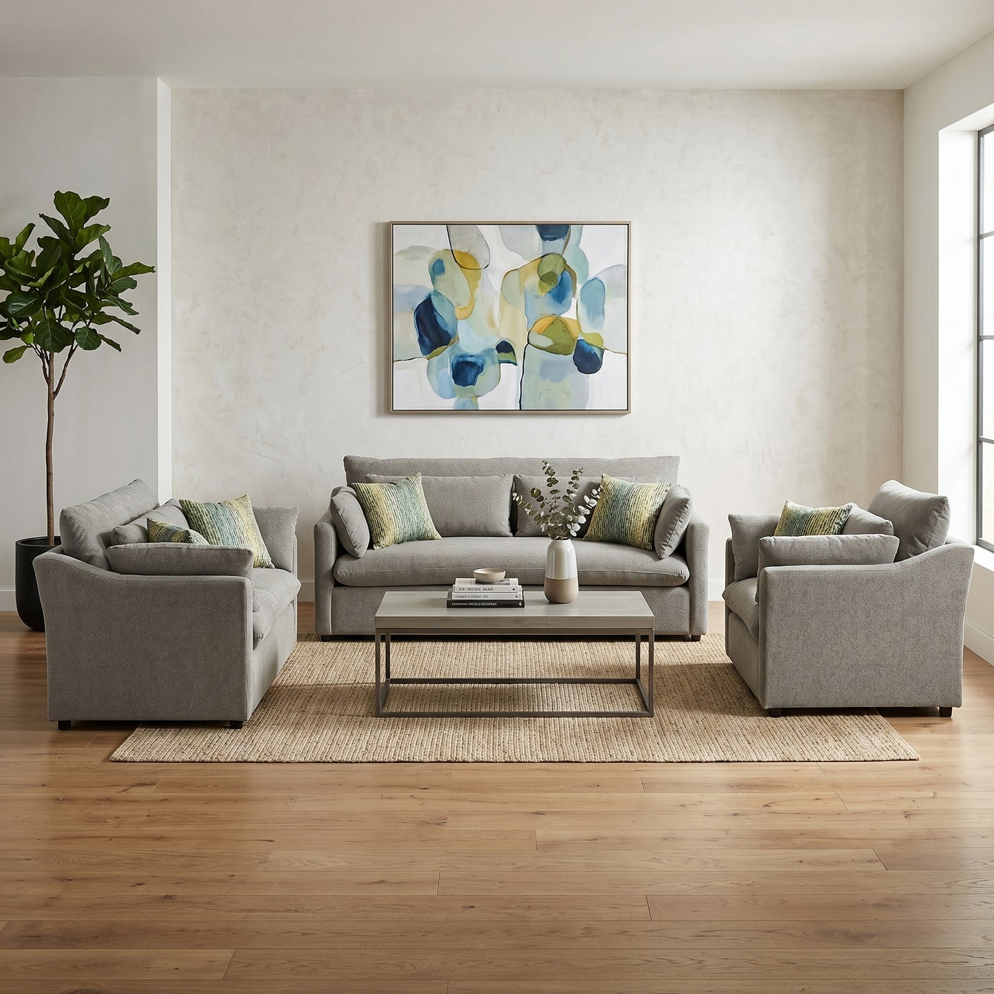 Roundhill Furniture Wilson Living Room Collection, Sofa Loveseat Cuddle Chair and Ottoman