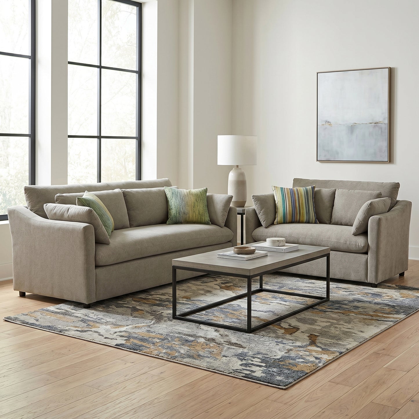 Roundhill Furniture Wilson Living Room Collection, Sofa Loveseat Cuddle Chair and Ottoman