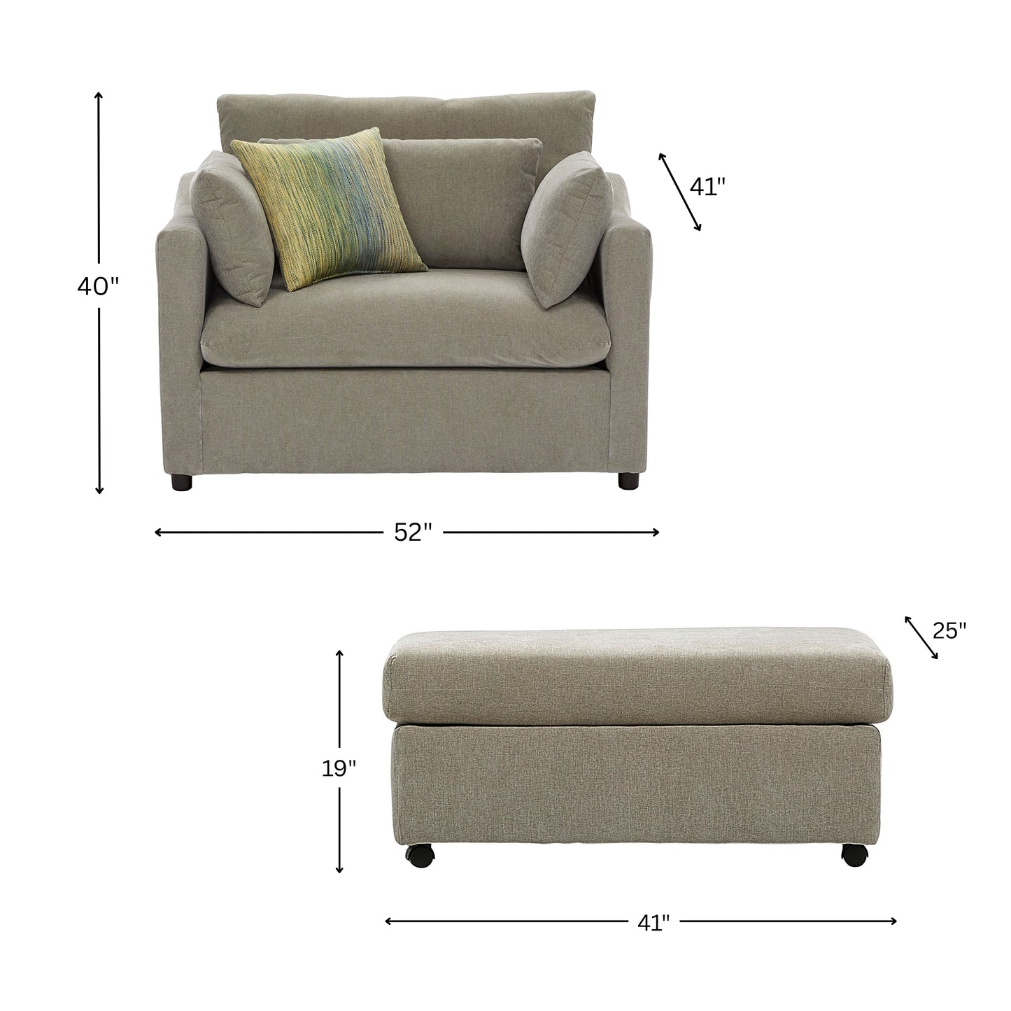 Roundhill Furniture Wilson Living Room Collection, Sofa Loveseat Cuddle Chair and Ottoman