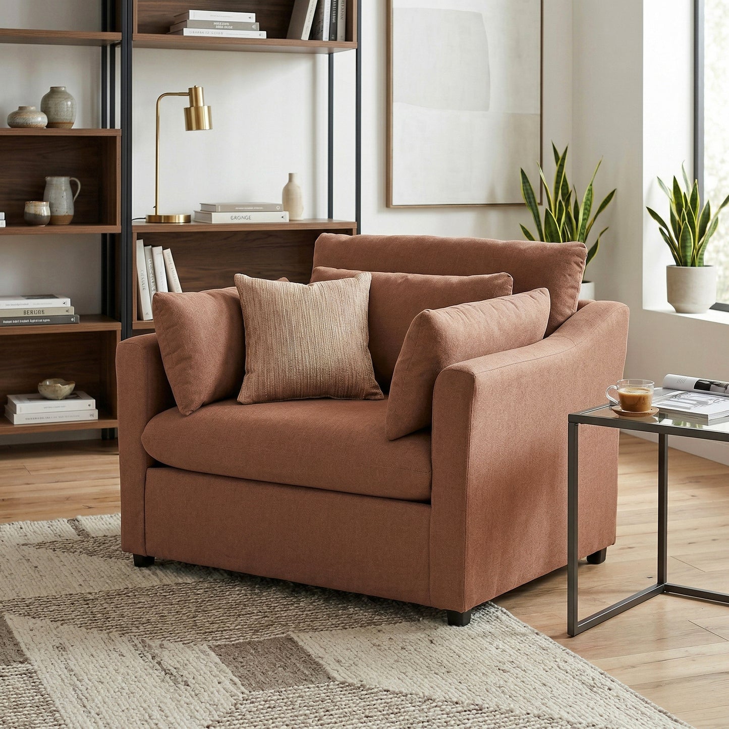 Roundhill Furniture Wilson Contemporary Upholstered Cuddle Chair